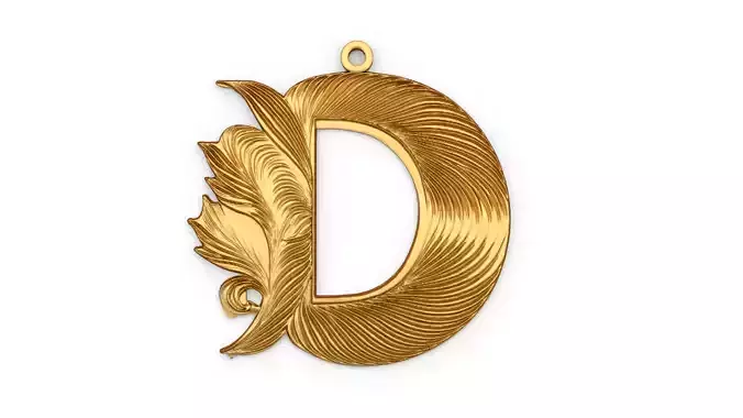 Alphabet Letter D  Pendant  3D print model