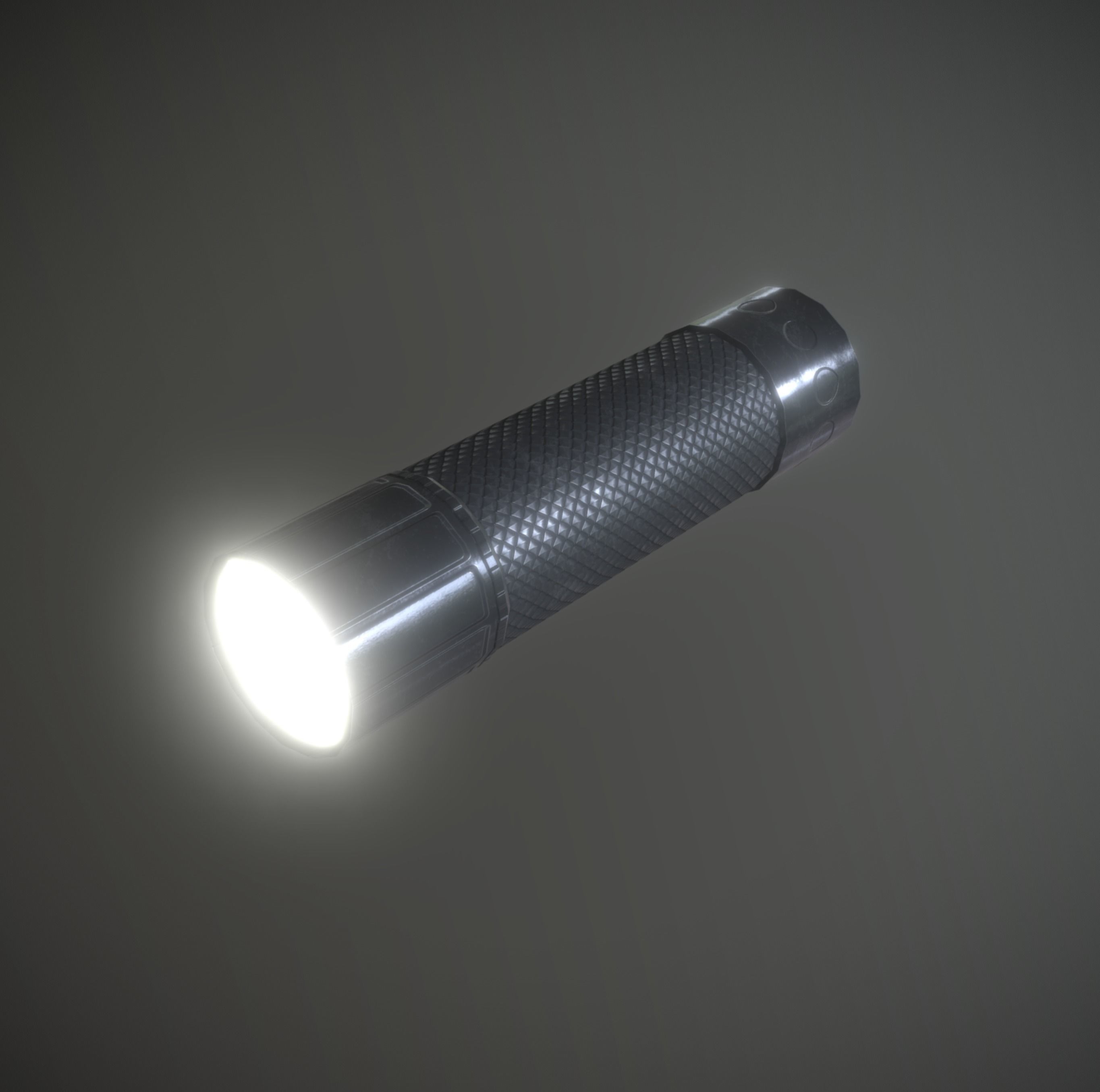 Led Torch Hand Lamp Black Steel AR VR PBR Low-poly 3D model_1