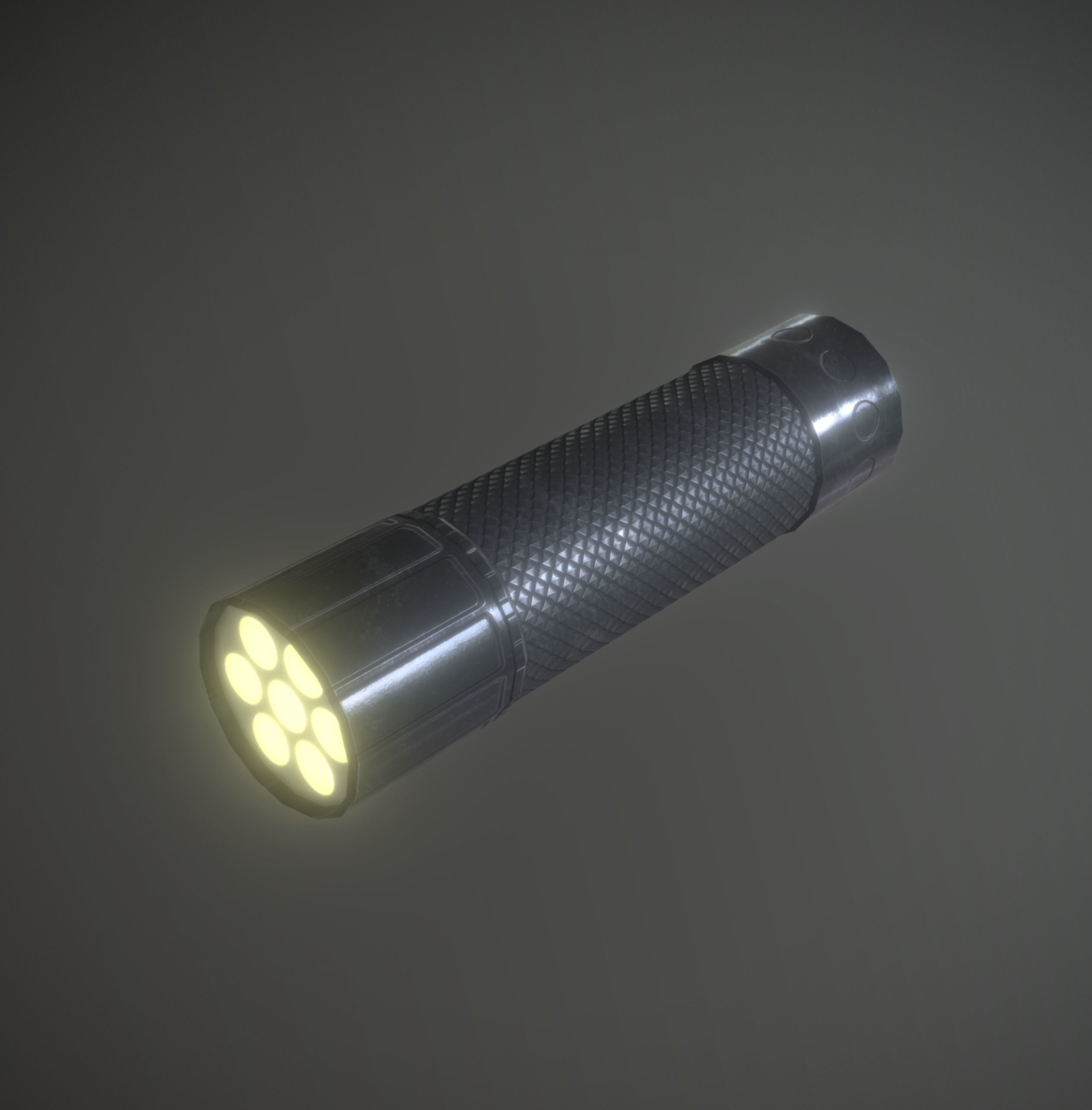 Led Torch Hand Lamp Black Steel AR VR PBR Low-poly 3D model_7