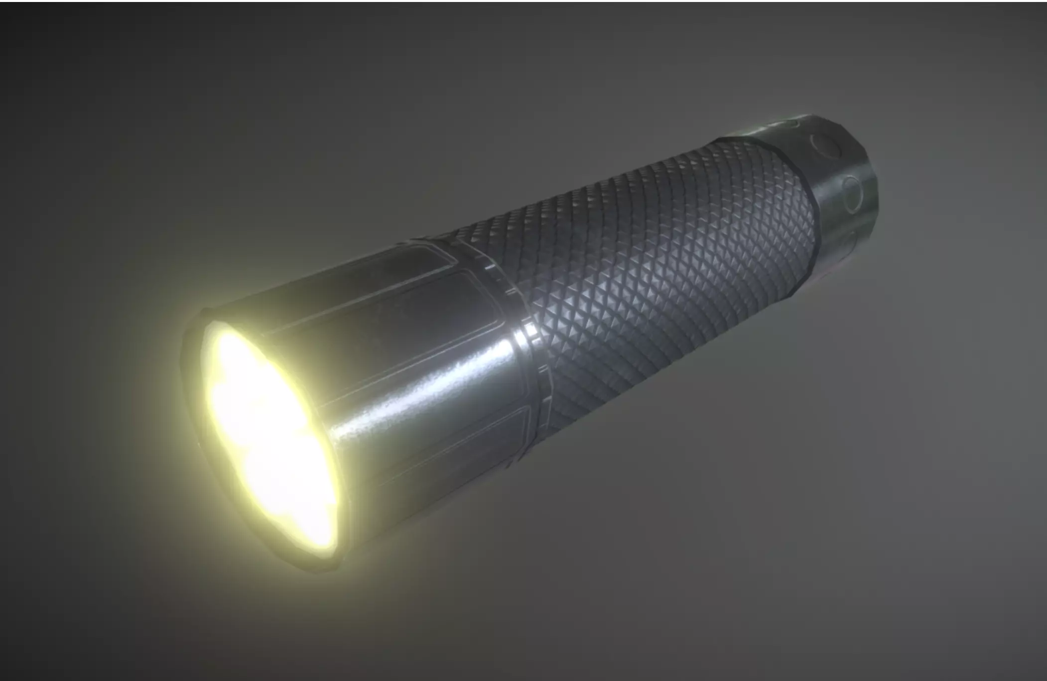 Led Torch Hand Lamp Black Steel AR VR PBR Low-poly 3D model_0