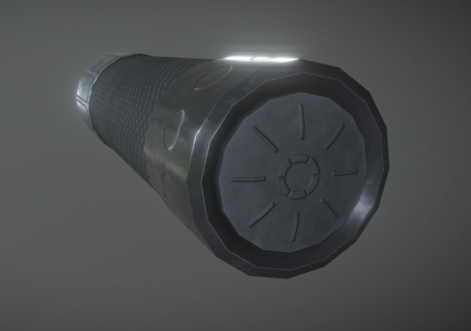 Led Torch Hand Lamp Black Steel AR VR PBR Low-poly 3D model_5