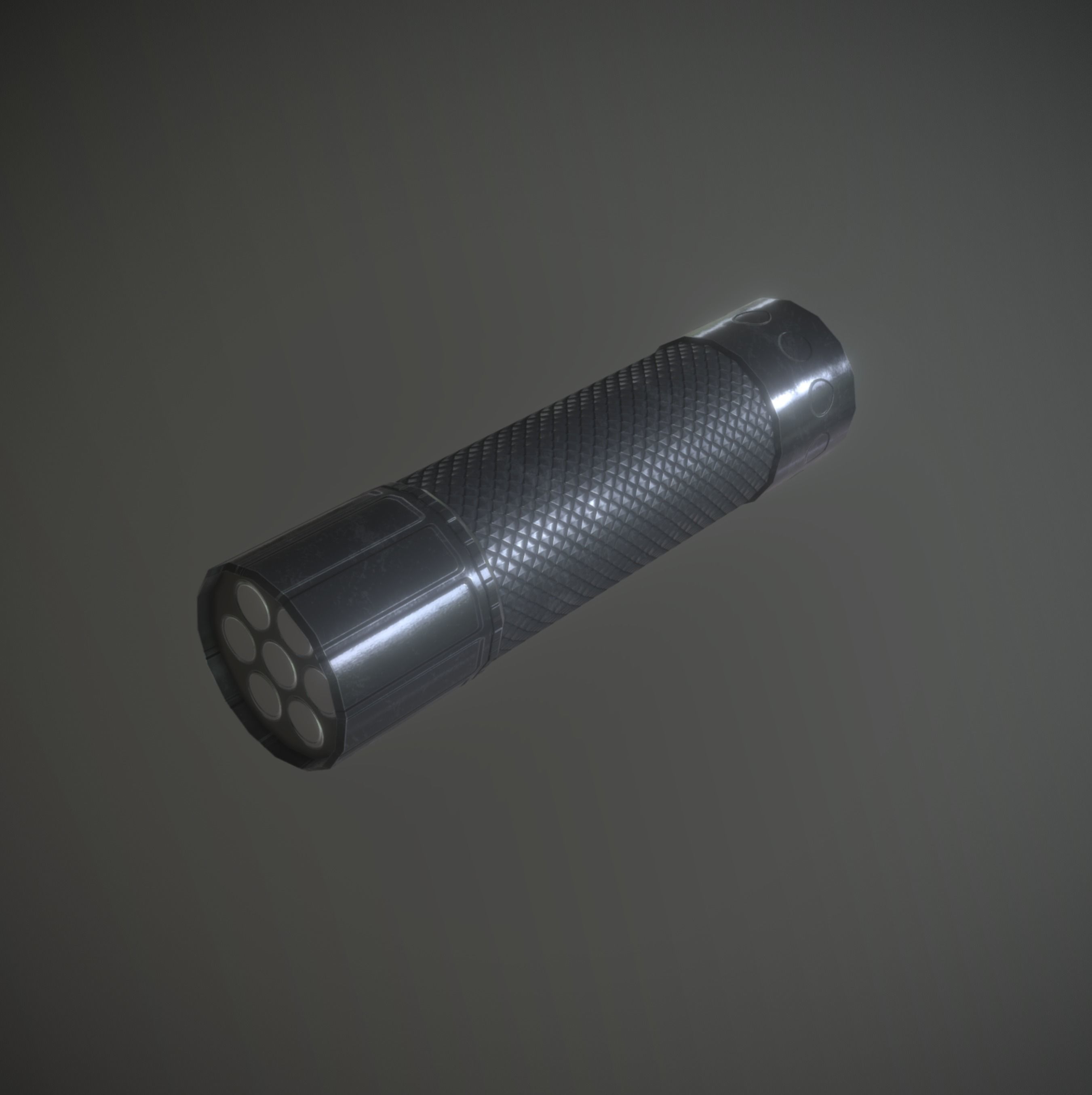 Led Torch Hand Lamp Black Steel AR VR PBR Low-poly 3D model_2