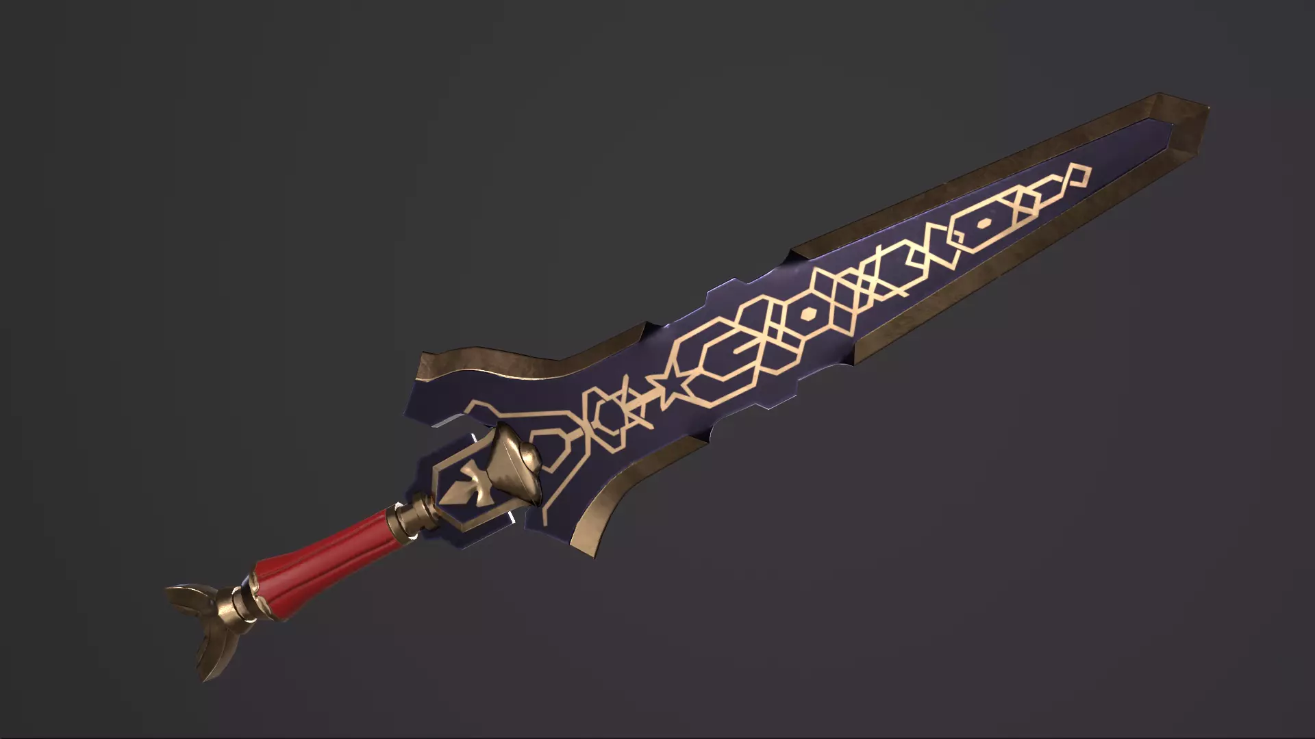 Fantasy Sword Medieval Stylized PBR Low-poly 3D model