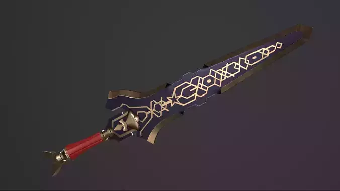 Fantasy Sword Medieval Stylized PBR Low-poly 3D model