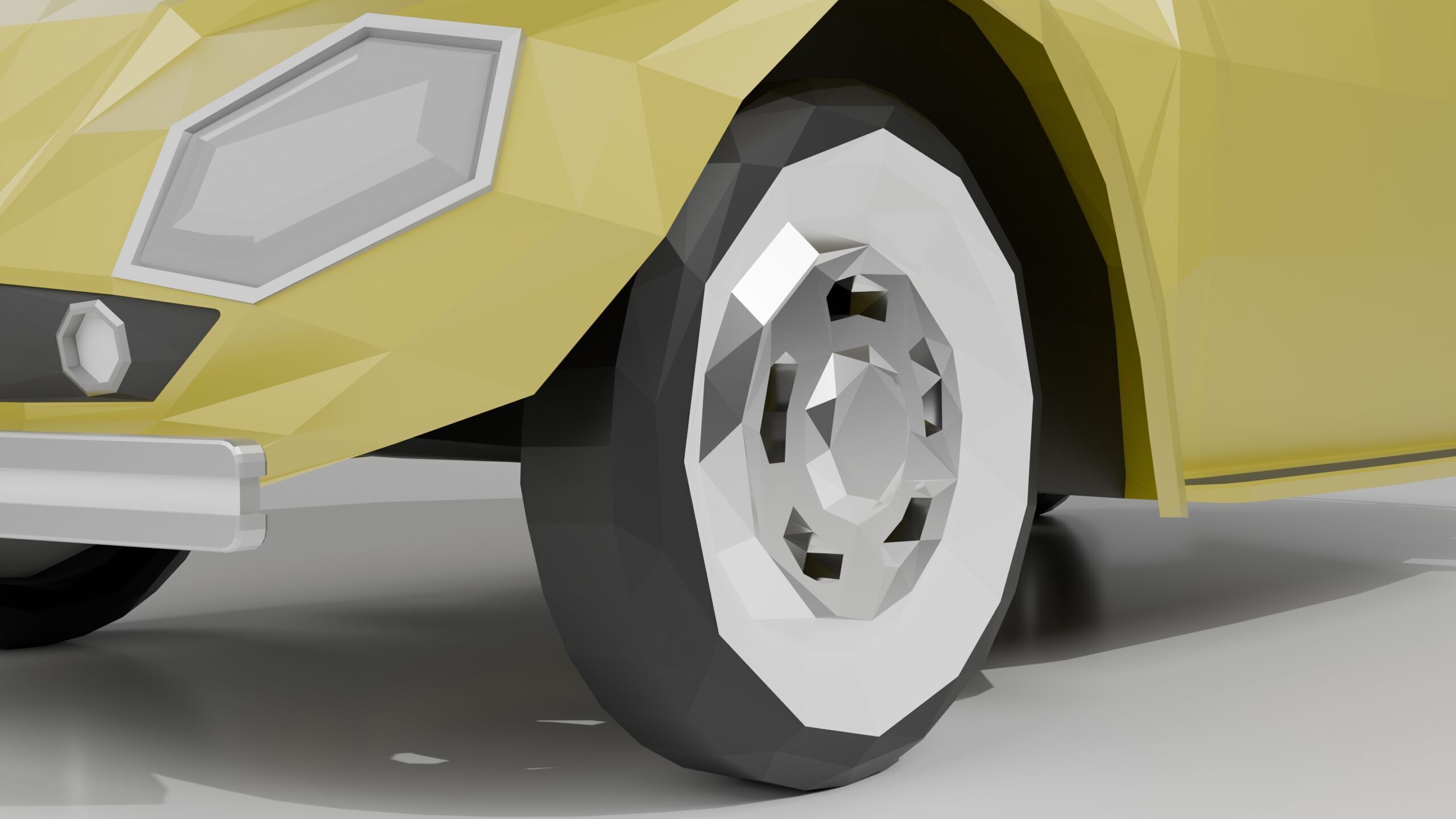 Low Poly Retro car  Low-poly 3D model_4