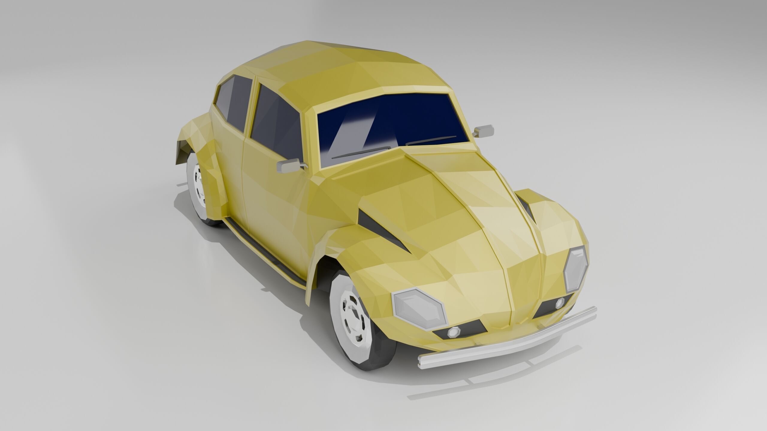 Low Poly Retro car  Low-poly 3D model_1