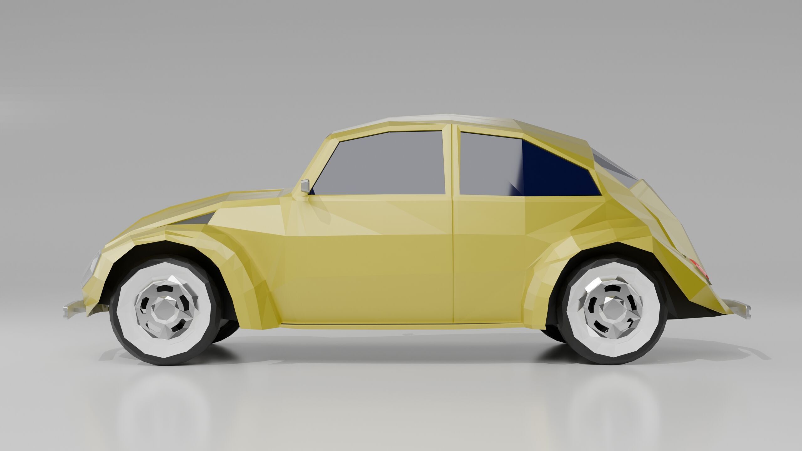 Low Poly Retro car  Low-poly 3D model_2