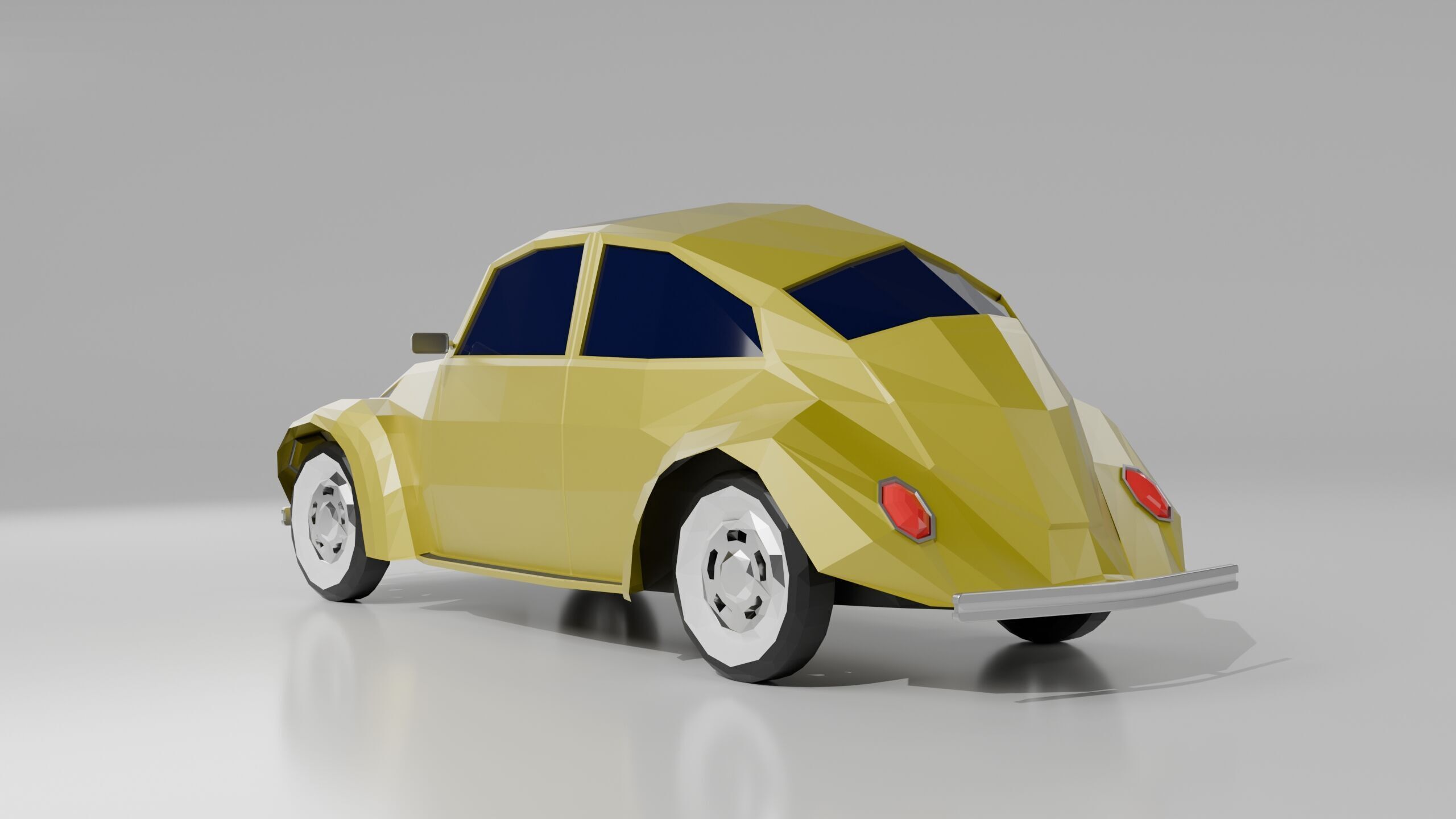 Low Poly Retro car  Low-poly 3D model_3
