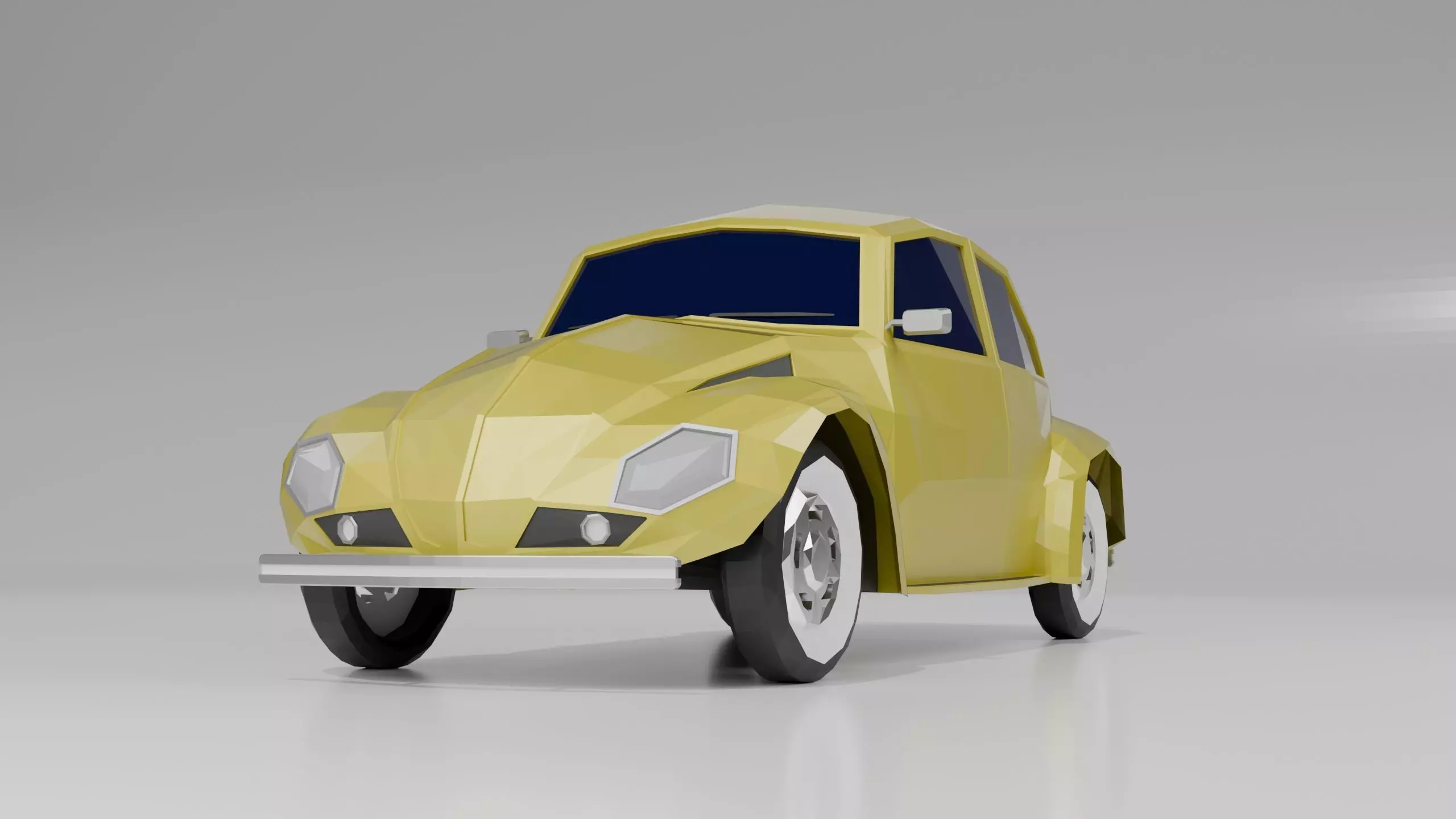 Low Poly Retro car  Low-poly 3D model_0