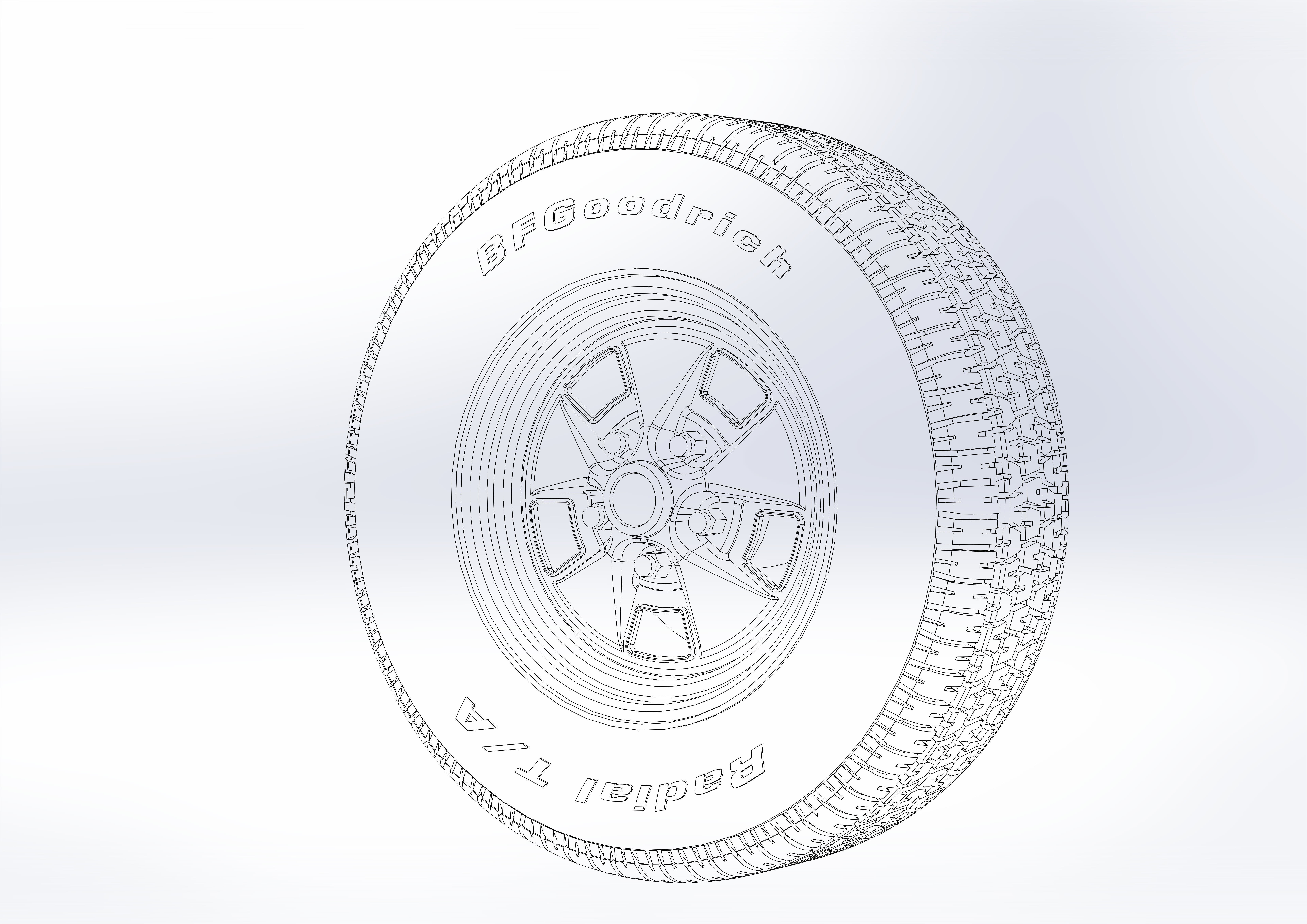 Wheels for scale model of Mercury 1969-70 3D print model_18