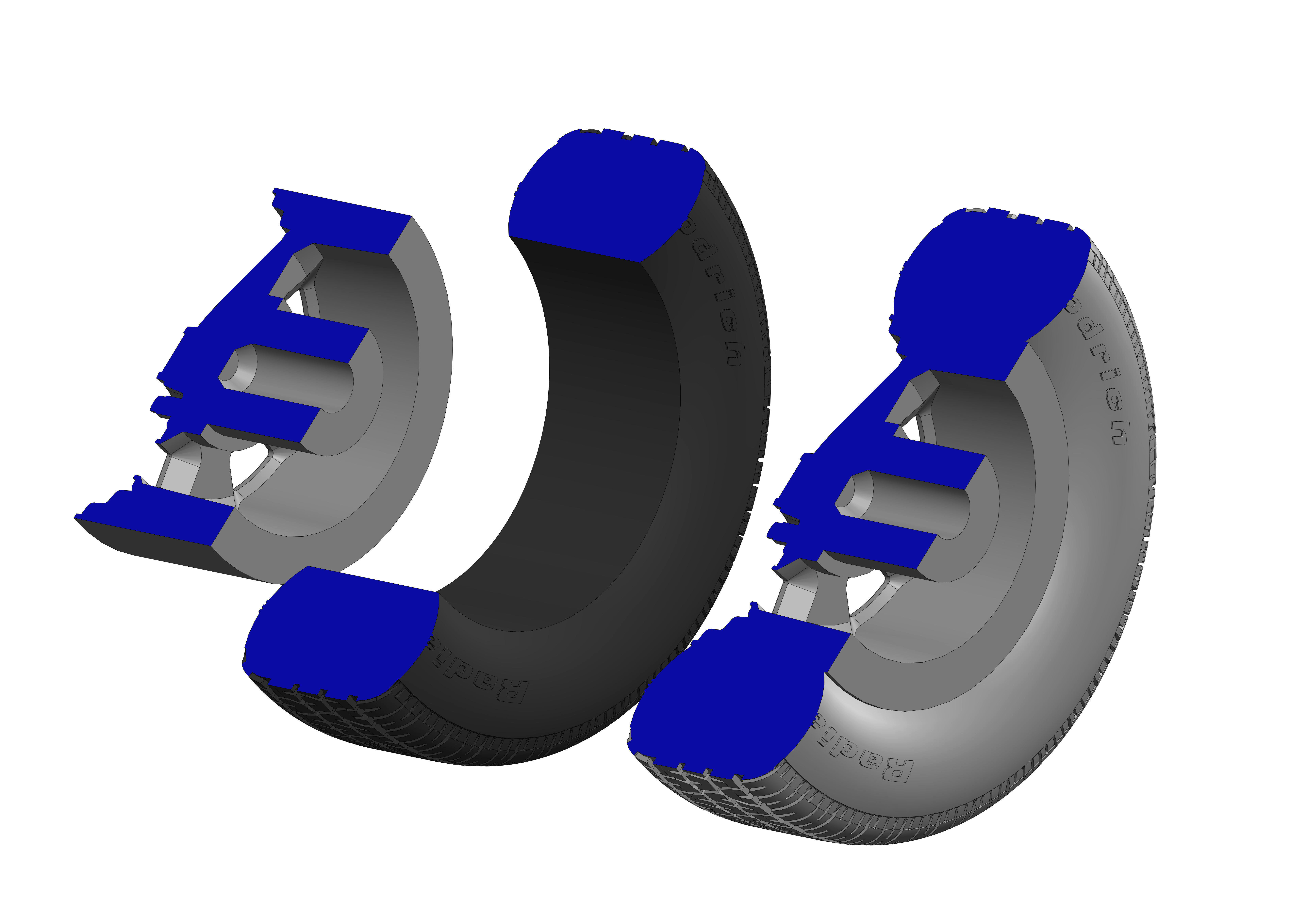 Wheels for scale model of Mercury 1969-70 3D print model_2