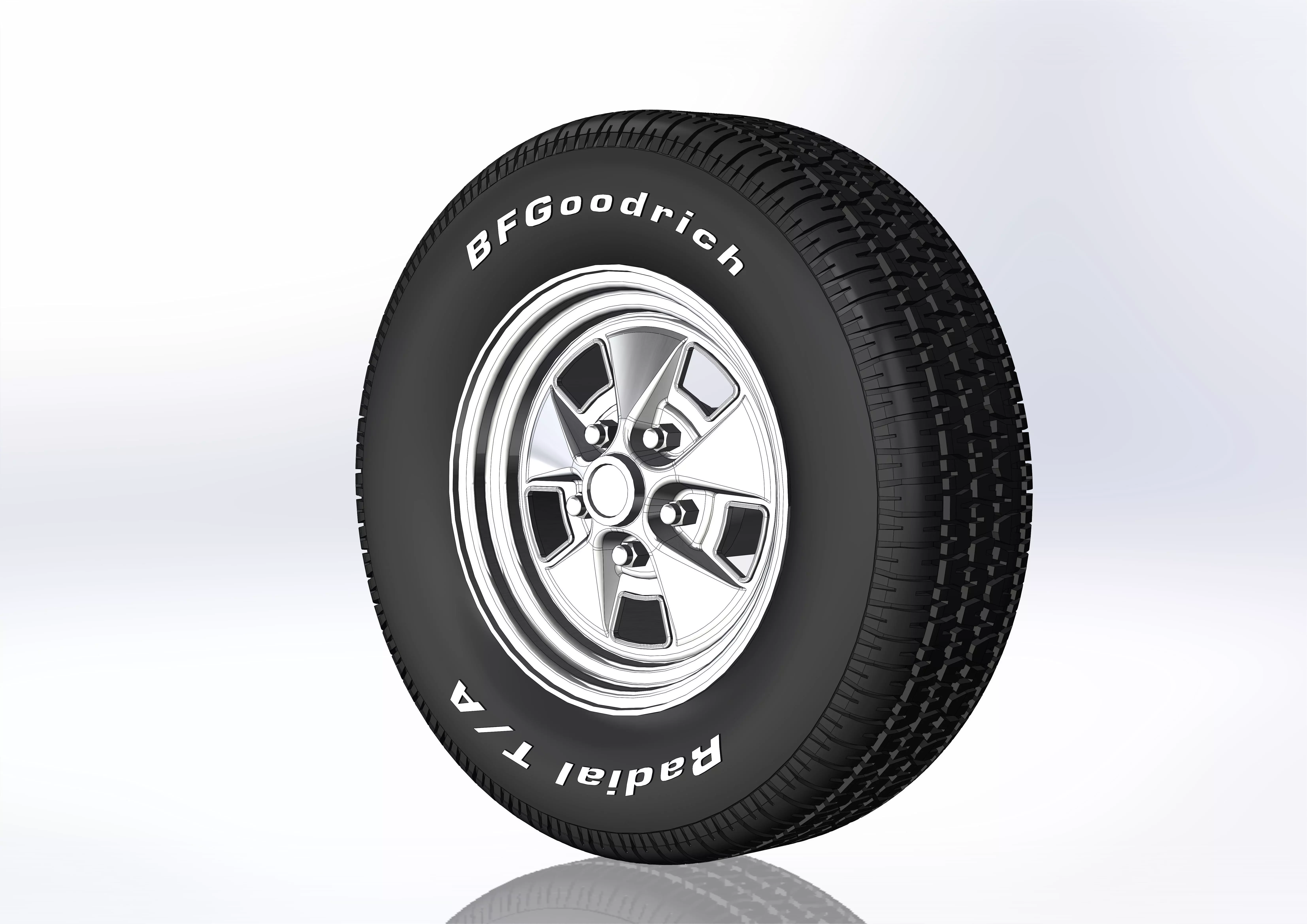 Wheels for scale model of Mercury 1969-70 3D print model_0