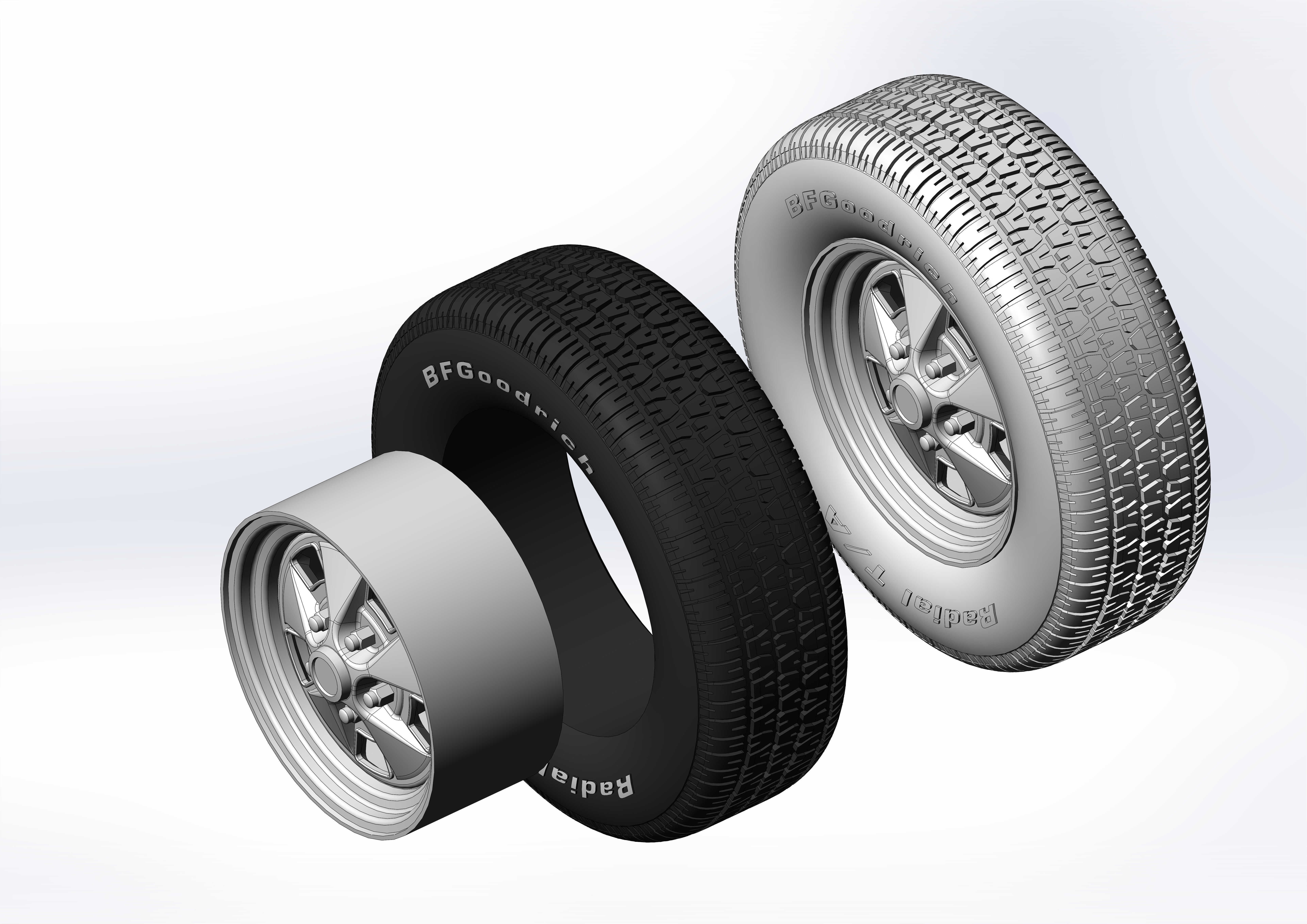 Wheels for scale model of Mercury 1969-70 3D print model_19