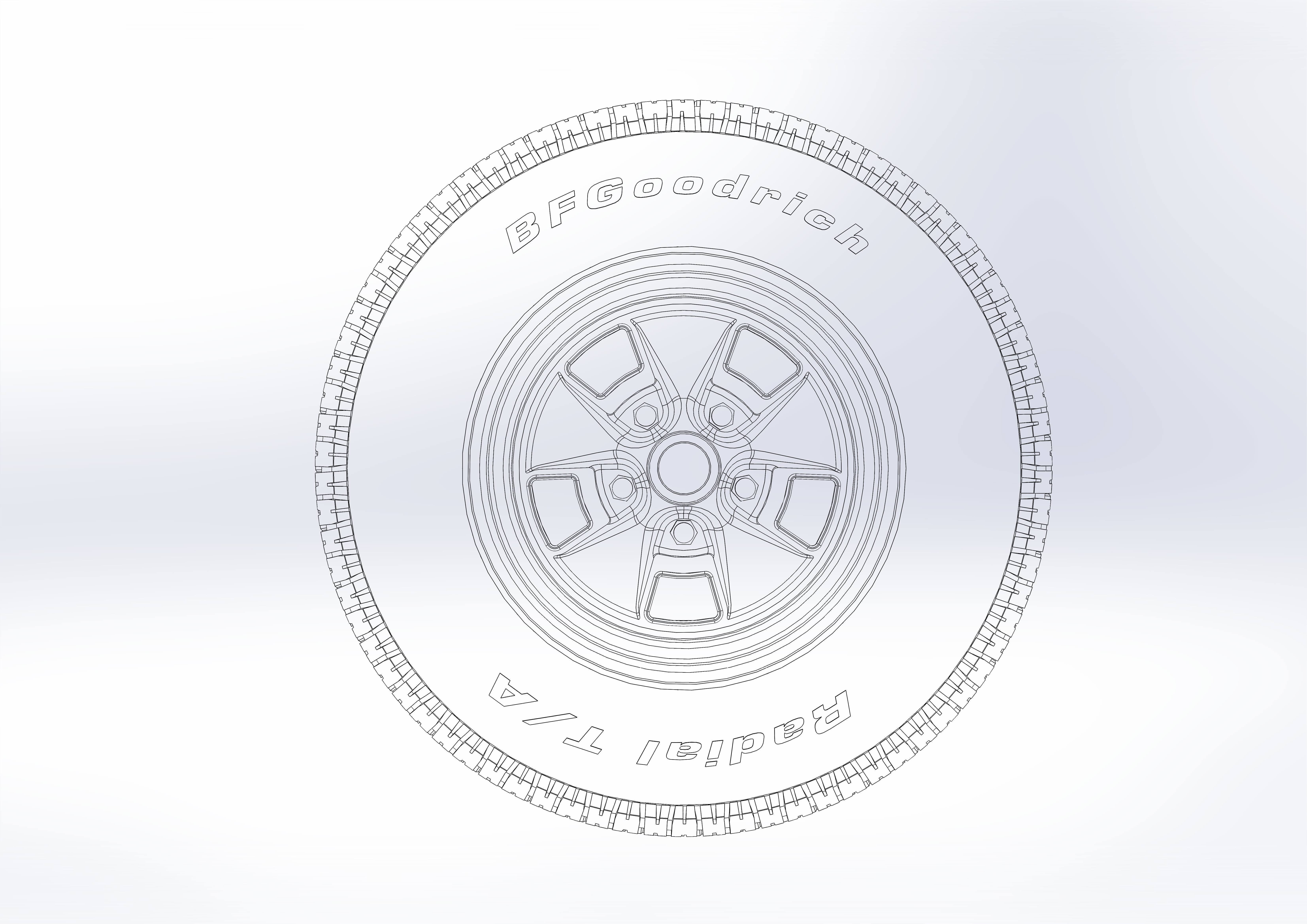 Wheels for scale model of Mercury 1969-70 3D print model_17