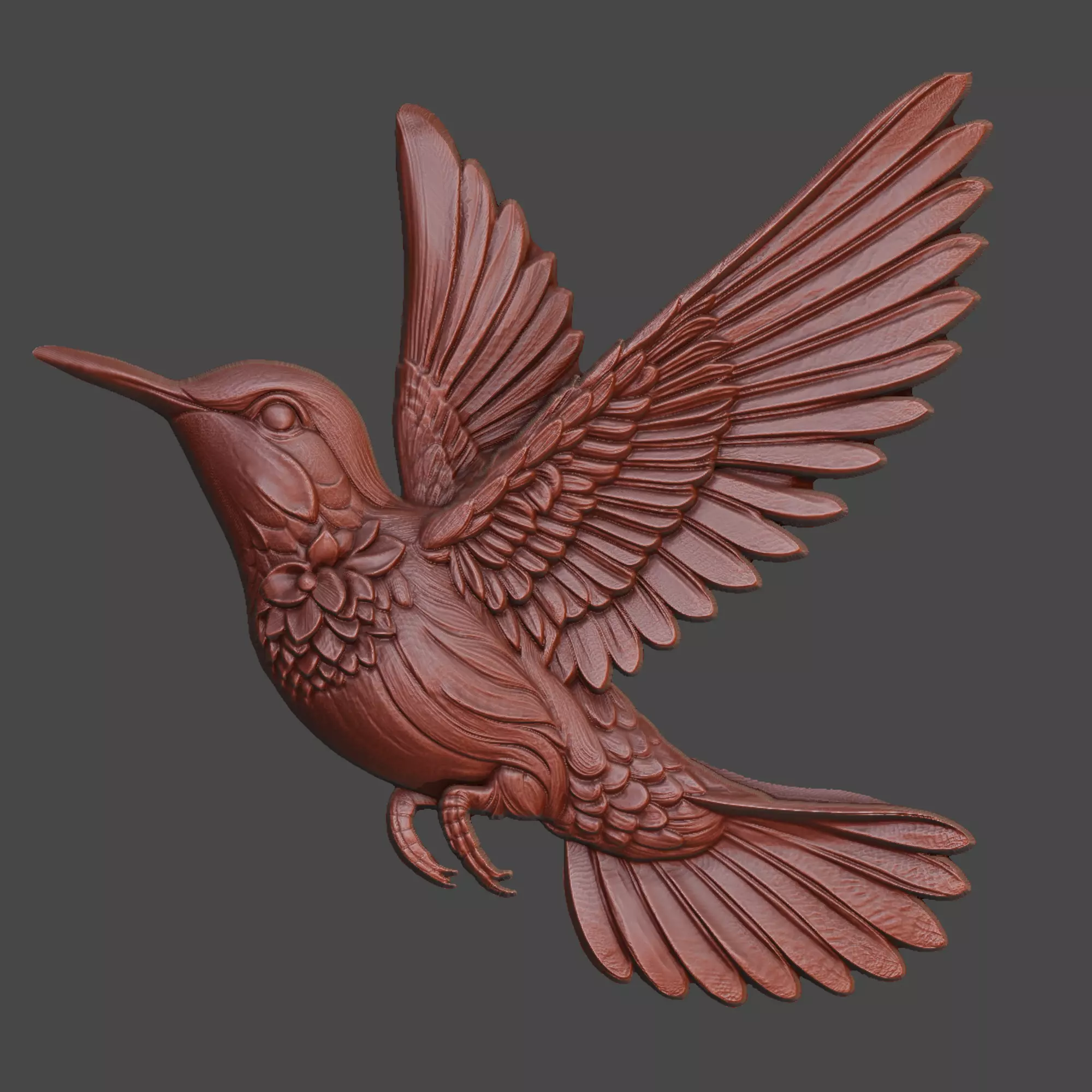 Humming bird Relief for CNC and 3D Printing 3D print model