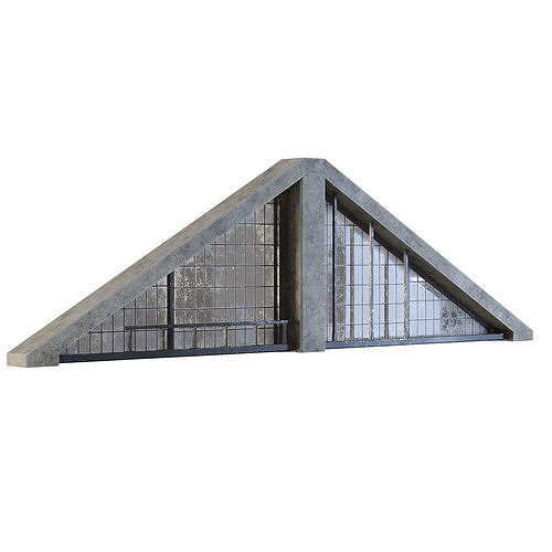 Factory Front Wall Triangle with Windows 3D model
