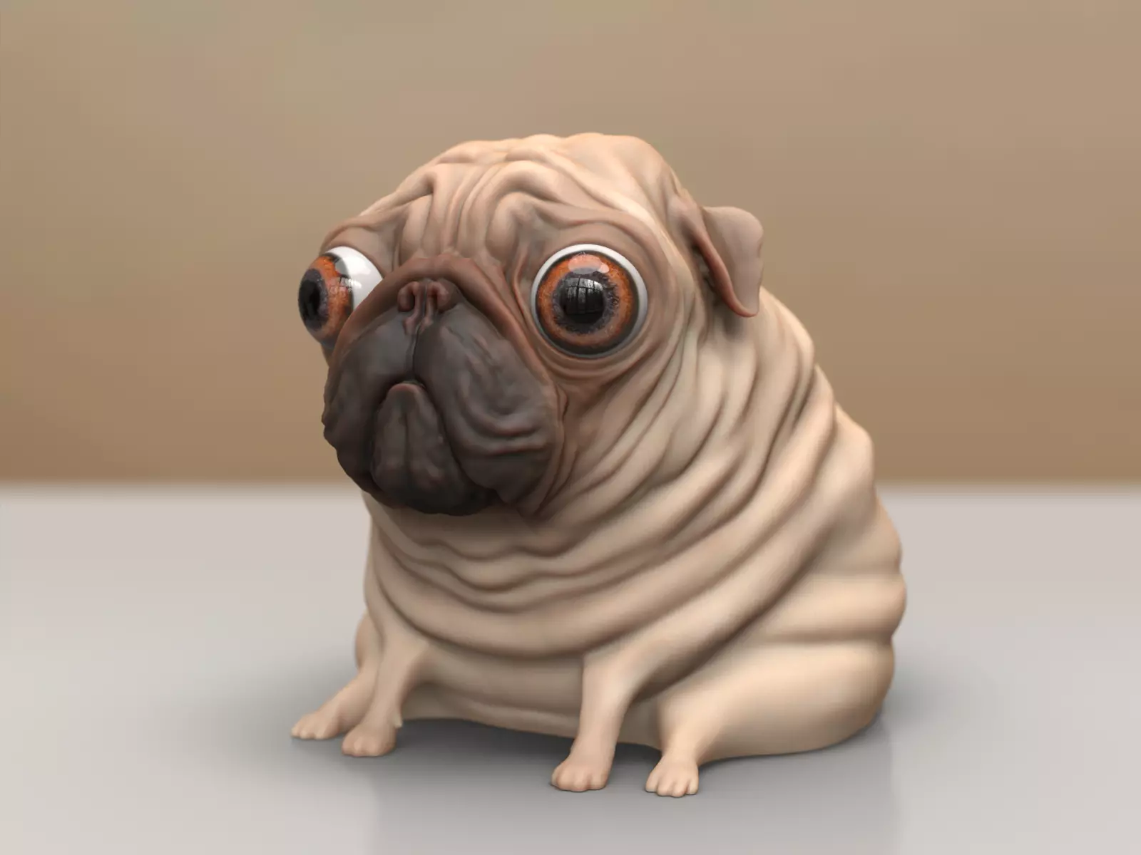 Pug Dog Cute Sculpture - Decor 3D print model_0