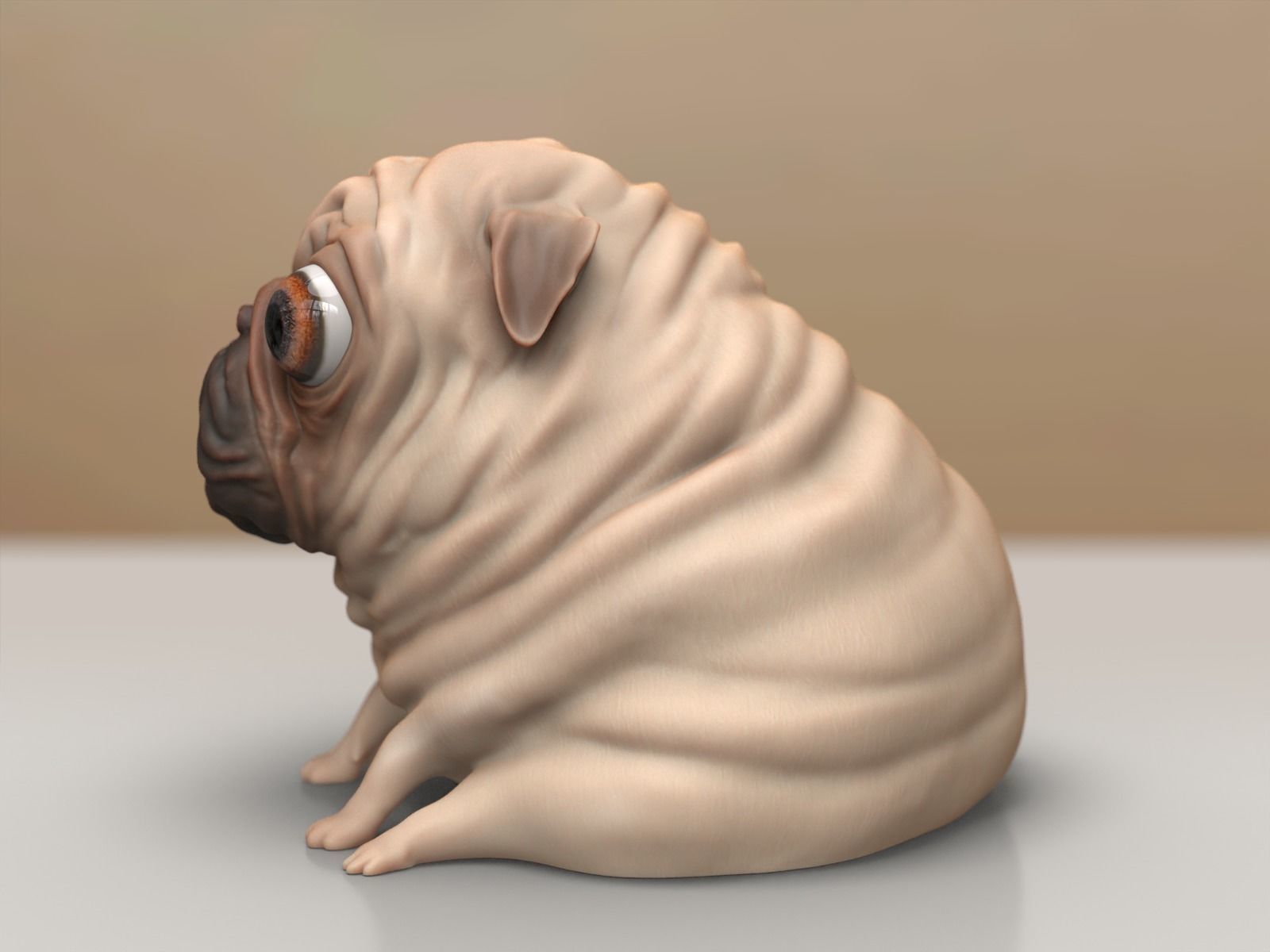 Pug Dog Cute Sculpture - Decor 3D print model_8