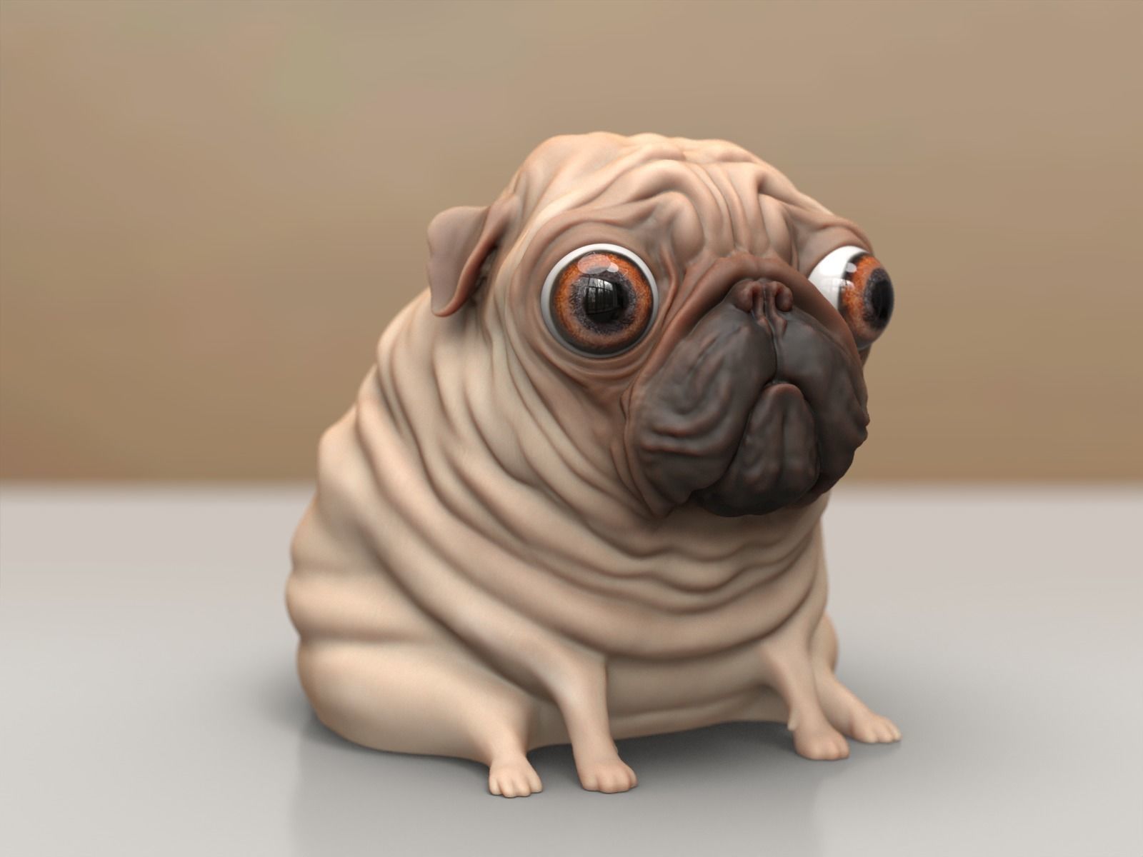 Pug Dog Cute Sculpture - Decor 3D print model_3