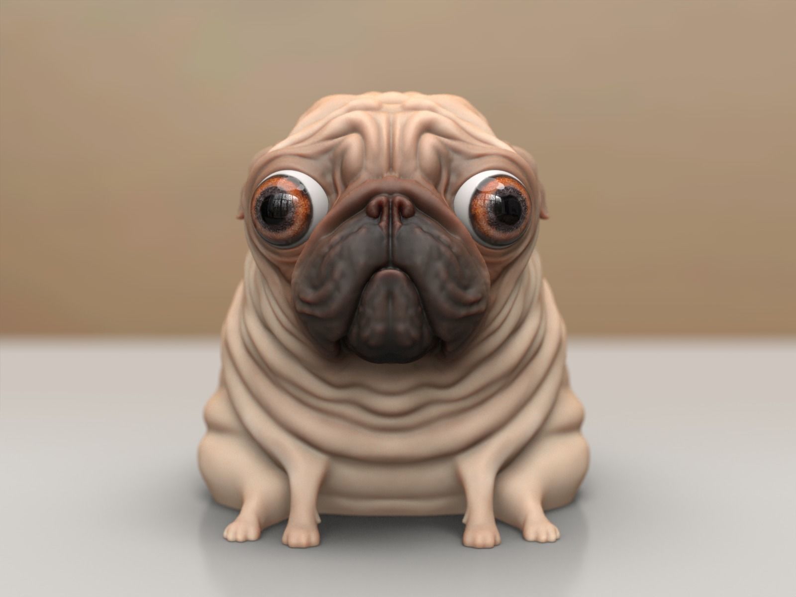 Pug Dog Cute Sculpture - Decor 3D print model_2