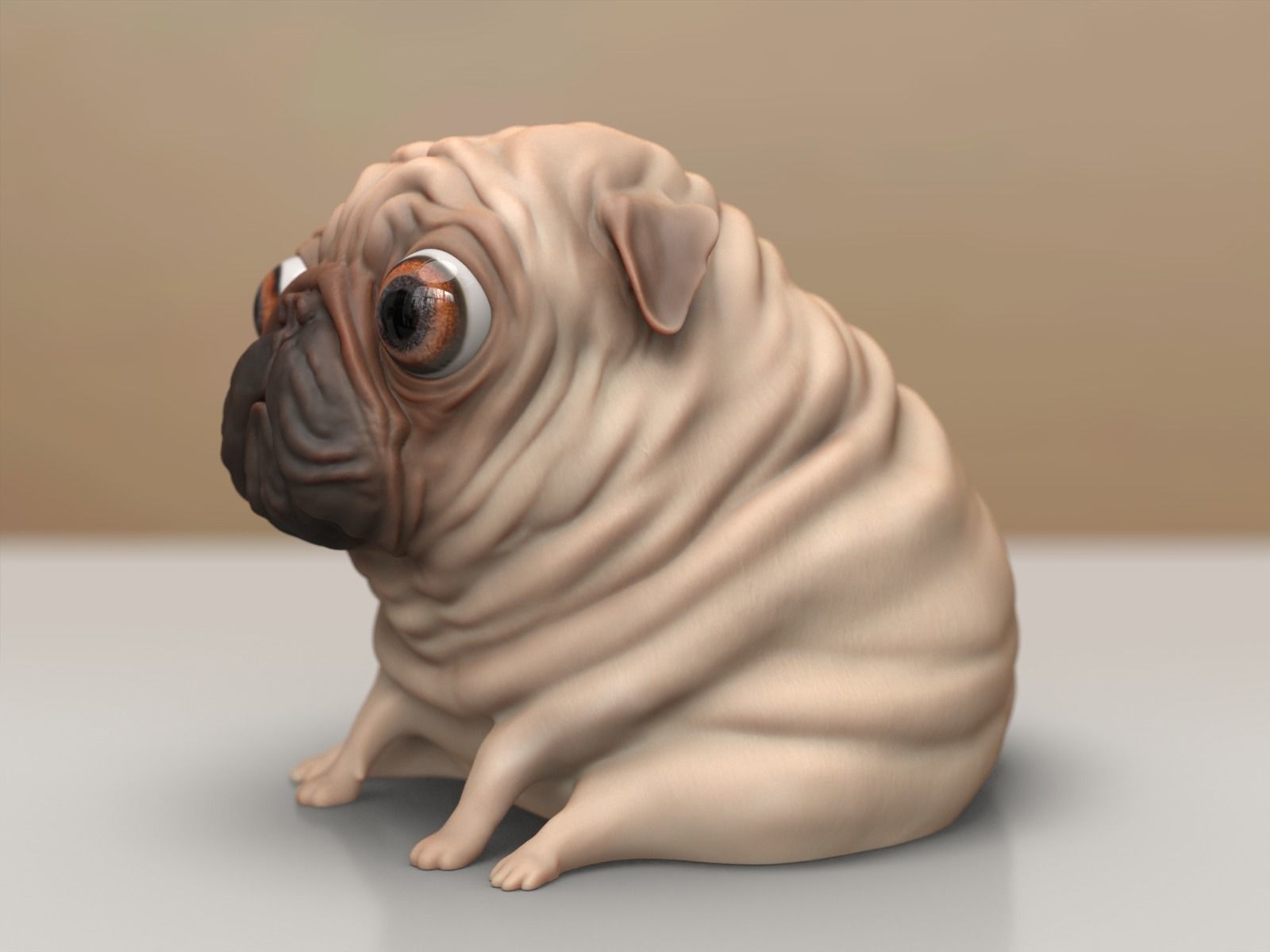 Pug Dog Cute Sculpture - Decor 3D print model_9