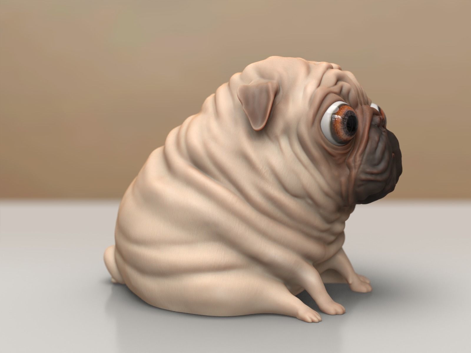 Pug Dog Cute Sculpture - Decor 3D print model_4