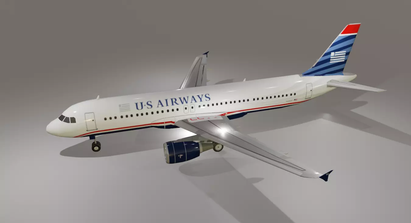US Airways 1549 Hudson sully airbus a320-214 low poly Low-poly 3D model_0