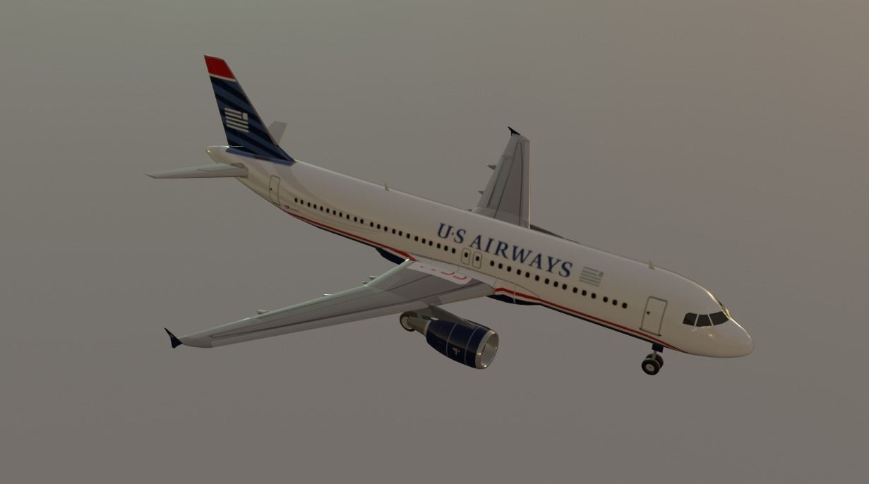 US Airways 1549 Hudson sully airbus a320-214 low poly Low-poly 3D model_7