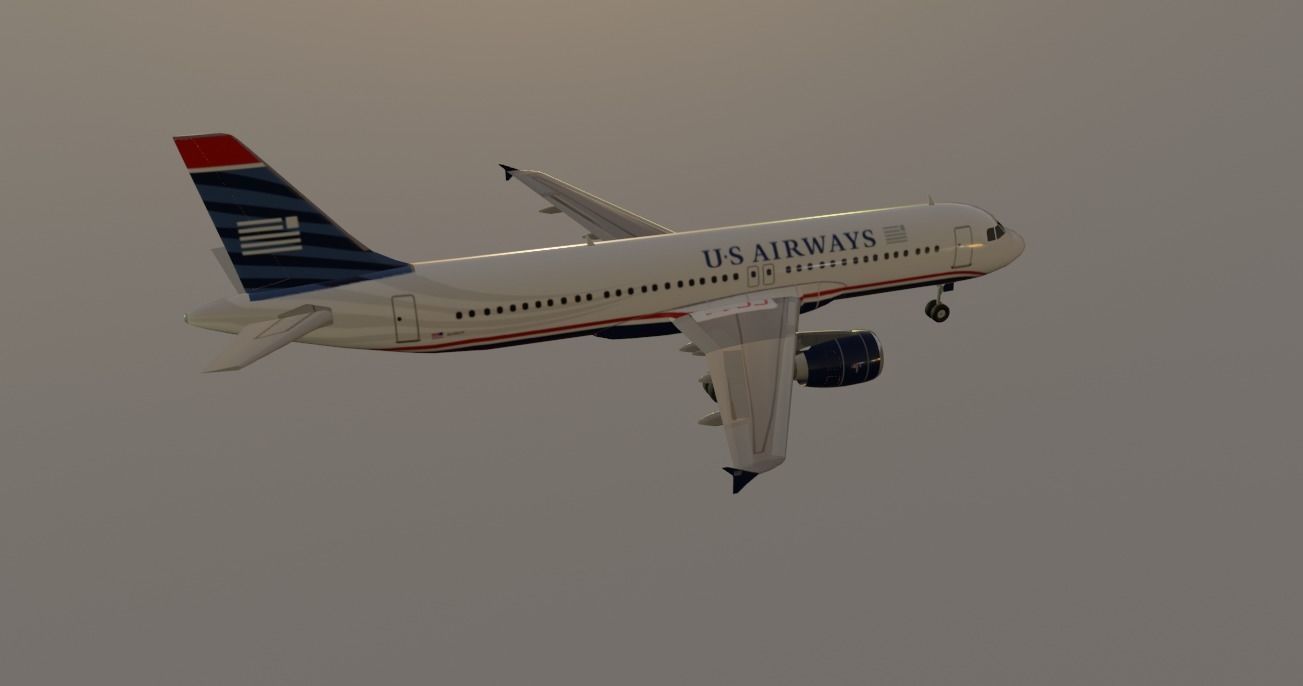 US Airways 1549 Hudson sully airbus a320-214 low poly Low-poly 3D model_6