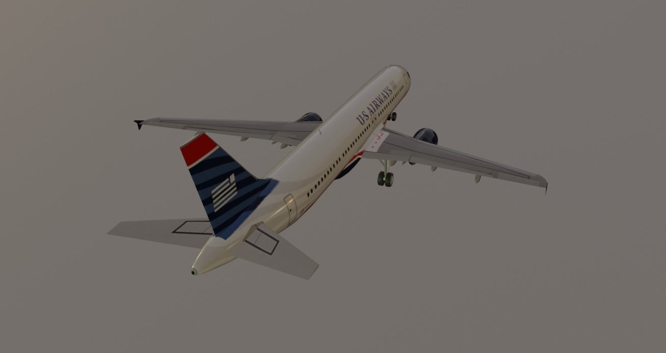 US Airways 1549 Hudson sully airbus a320-214 low poly Low-poly 3D model_5