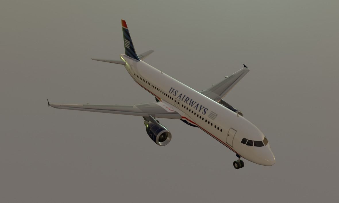US Airways 1549 Hudson sully airbus a320-214 low poly Low-poly 3D model_8