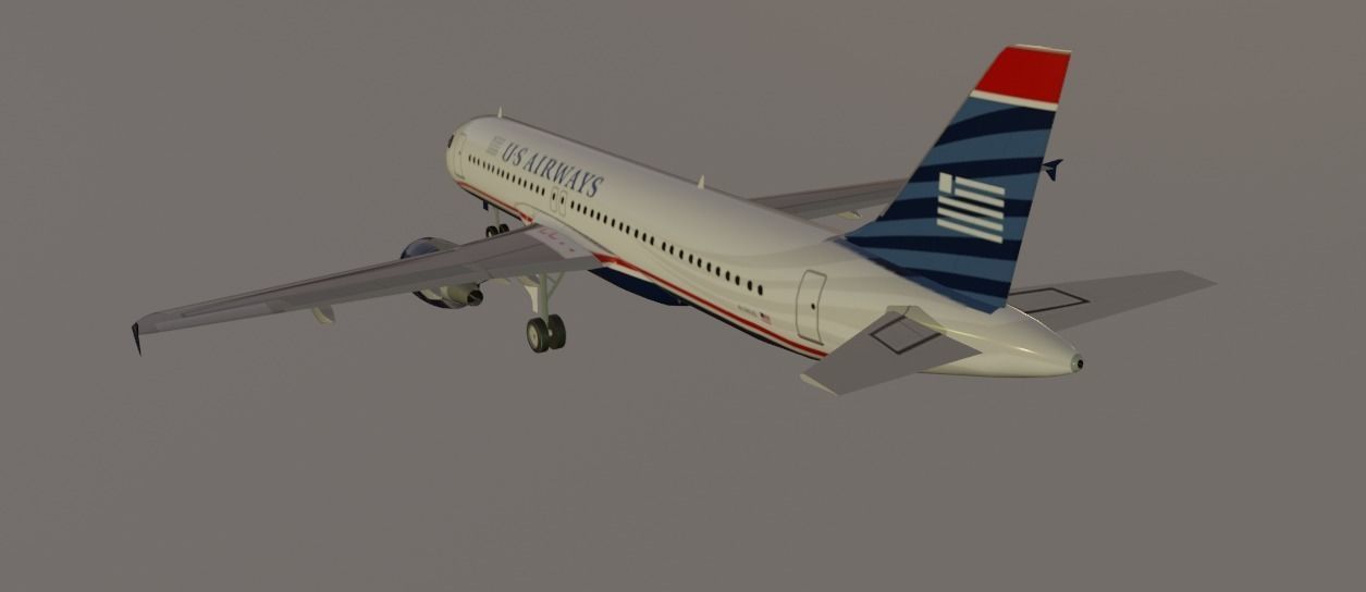 US Airways 1549 Hudson sully airbus a320-214 low poly Low-poly 3D model_4