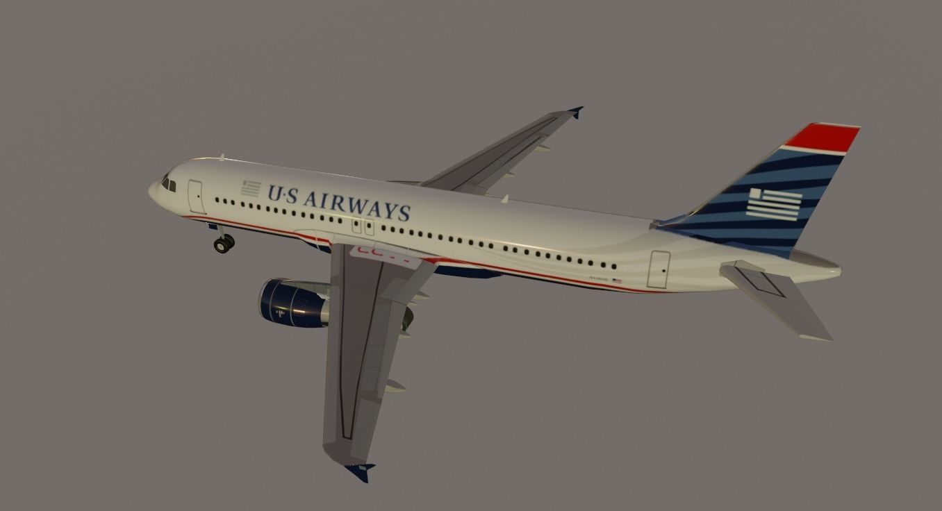 US Airways 1549 Hudson sully airbus a320-214 low poly Low-poly 3D model_2