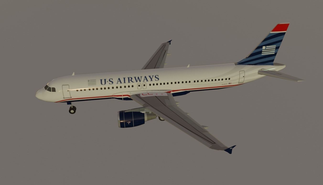 US Airways 1549 Hudson sully airbus a320-214 low poly Low-poly 3D model_1