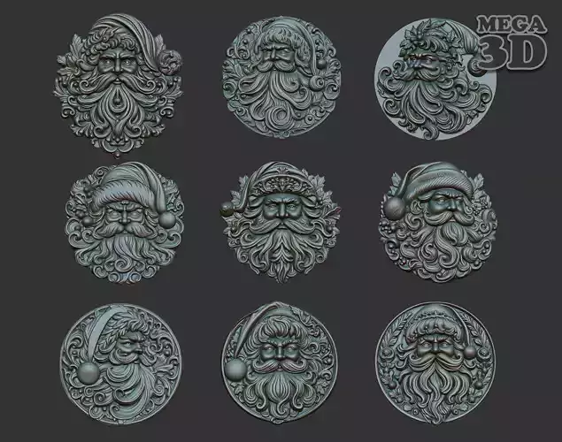 Santa Claus basrelief  Pack 240718 3D Model Collection