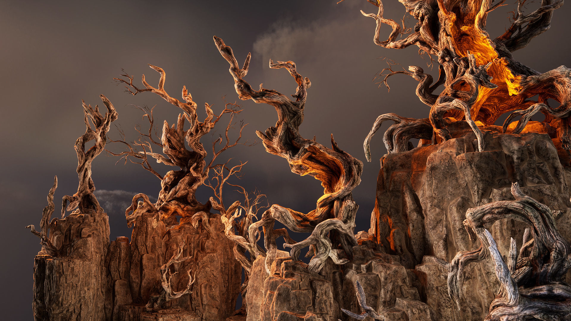 Twisted snags Low-poly 3D model_4