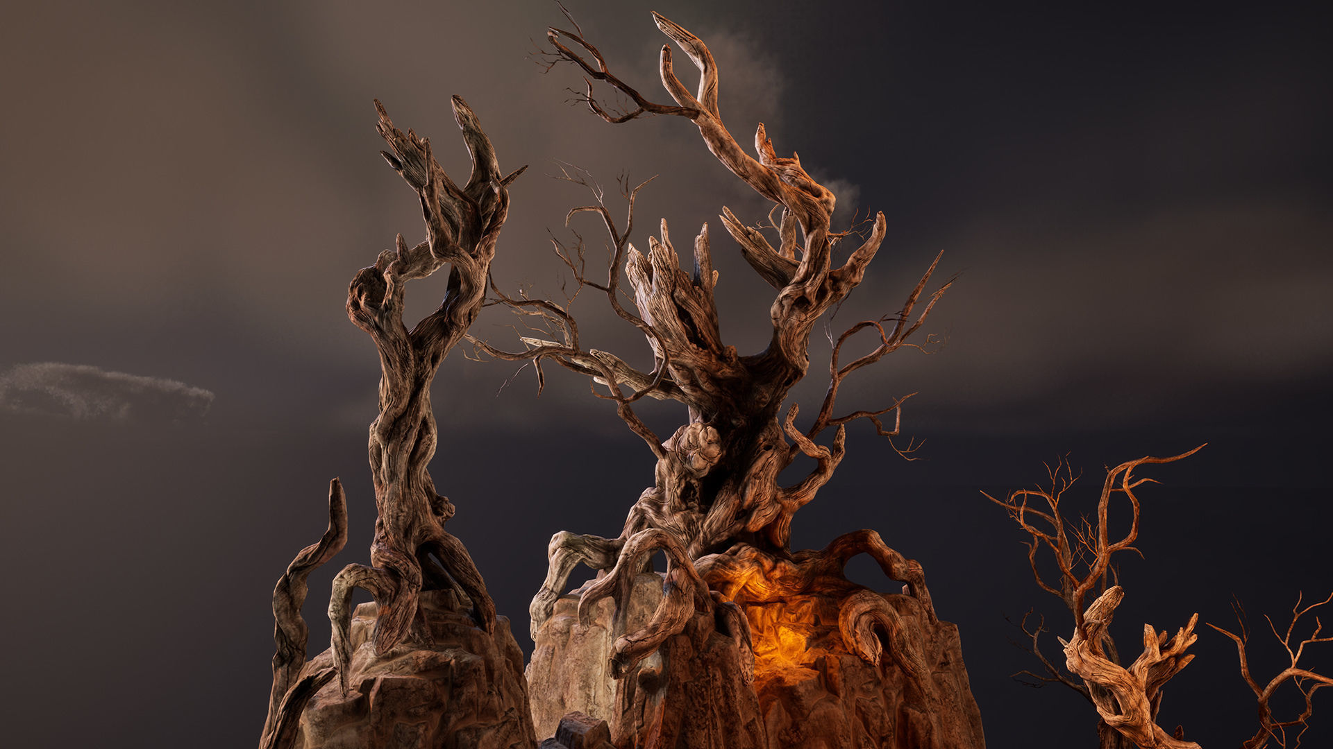 Twisted snags Low-poly 3D model_7