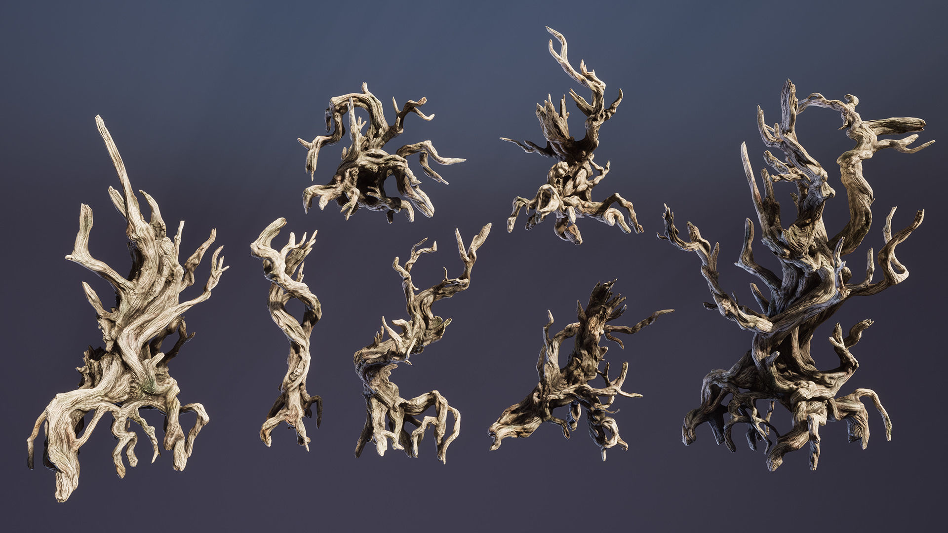 Twisted snags Low-poly 3D model_9