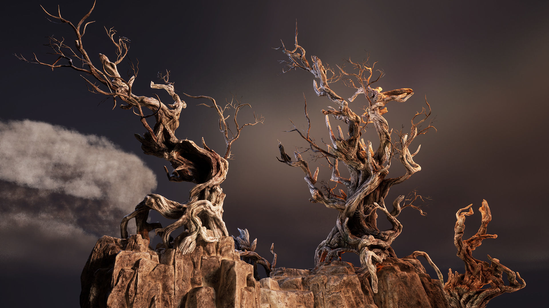 Twisted snags Low-poly 3D model_6