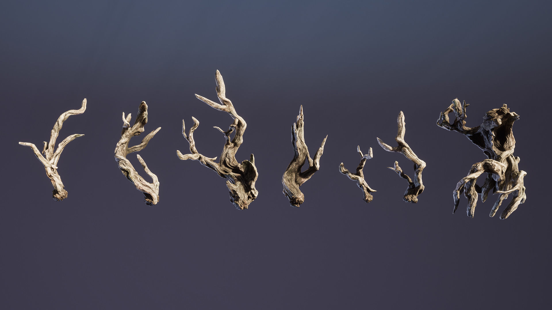 Twisted snags Low-poly 3D model_12