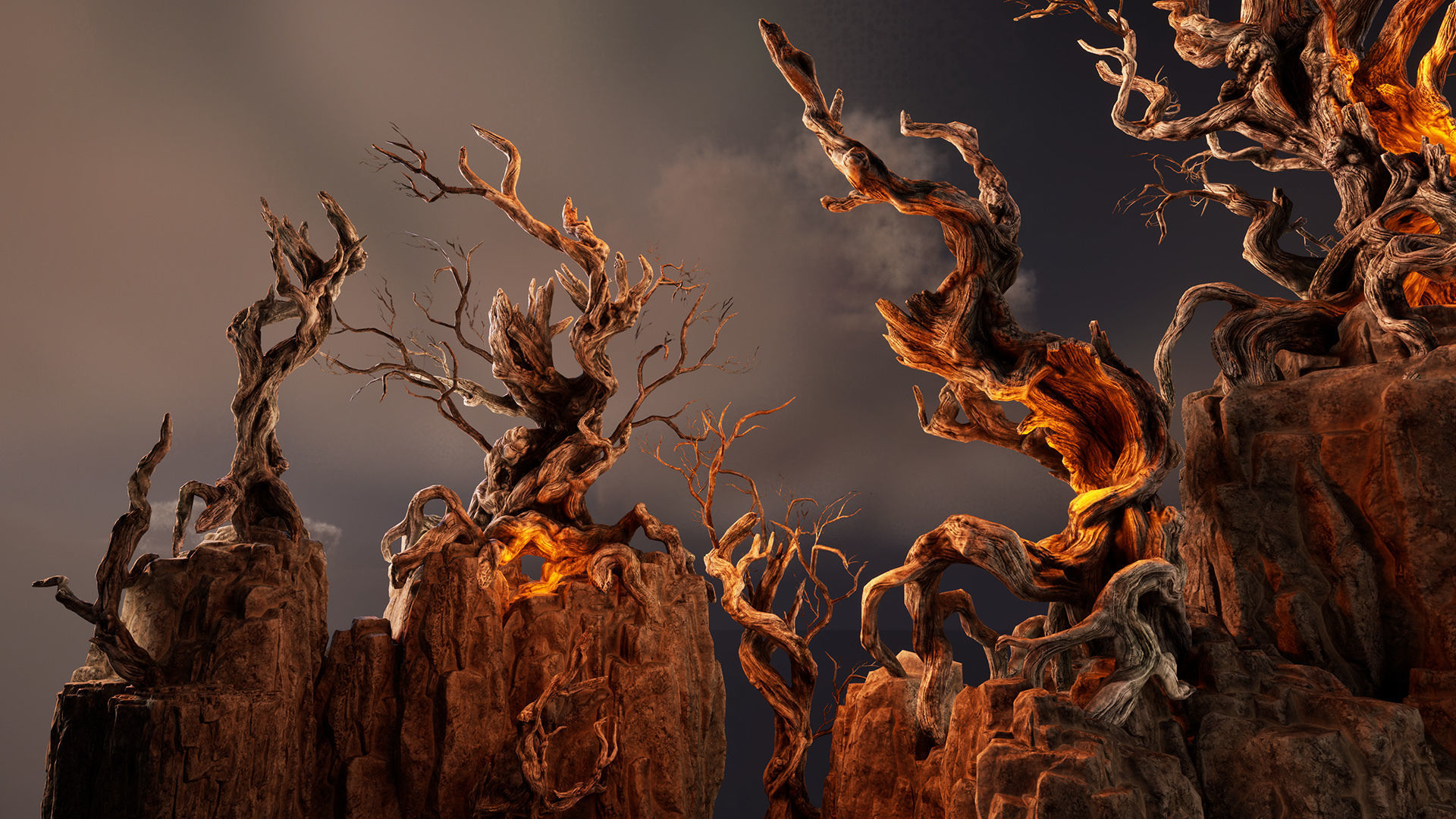 Twisted snags Low-poly 3D model_3