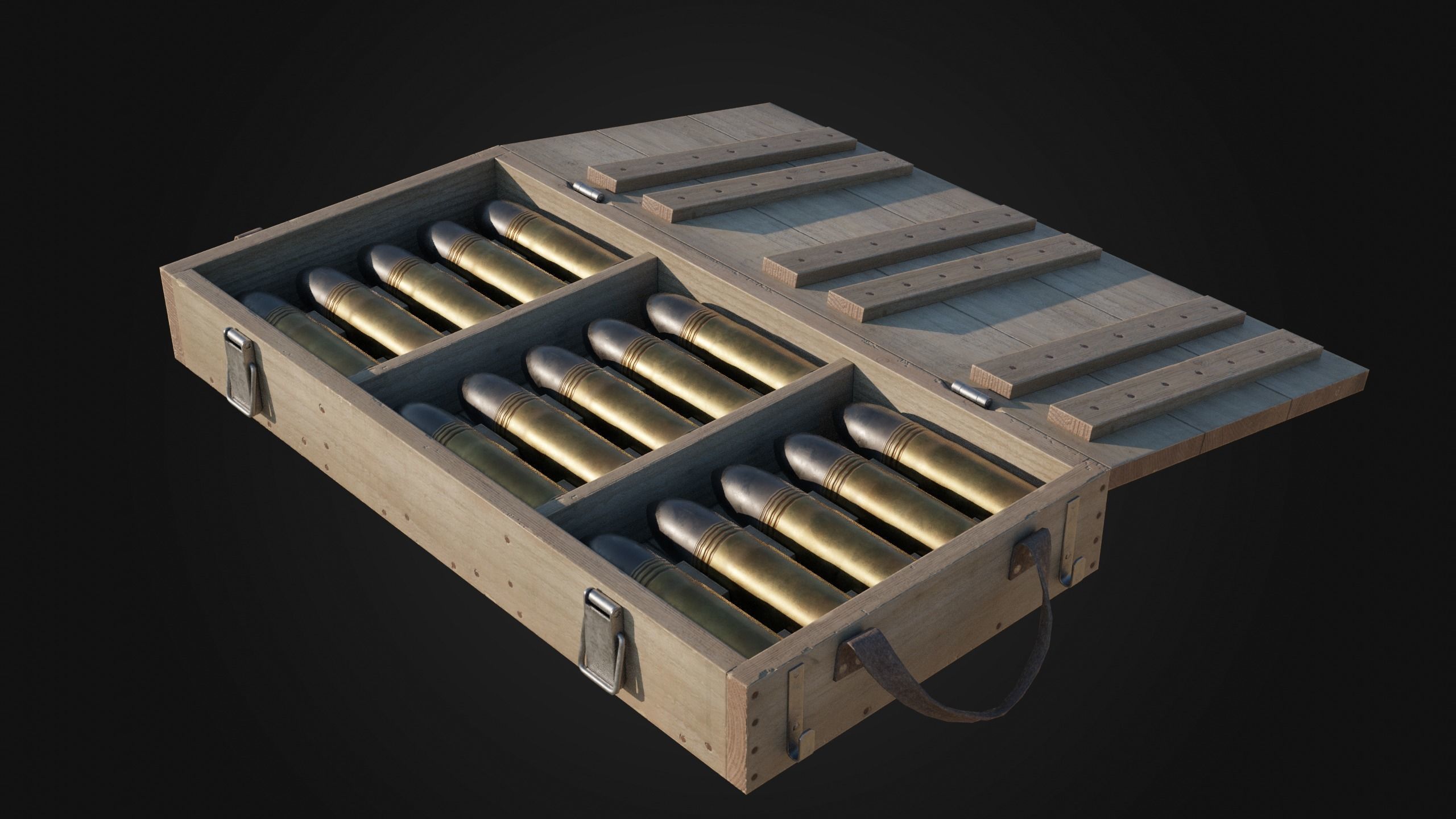 37mm WW1 Shell Box Low-poly 3D model_5