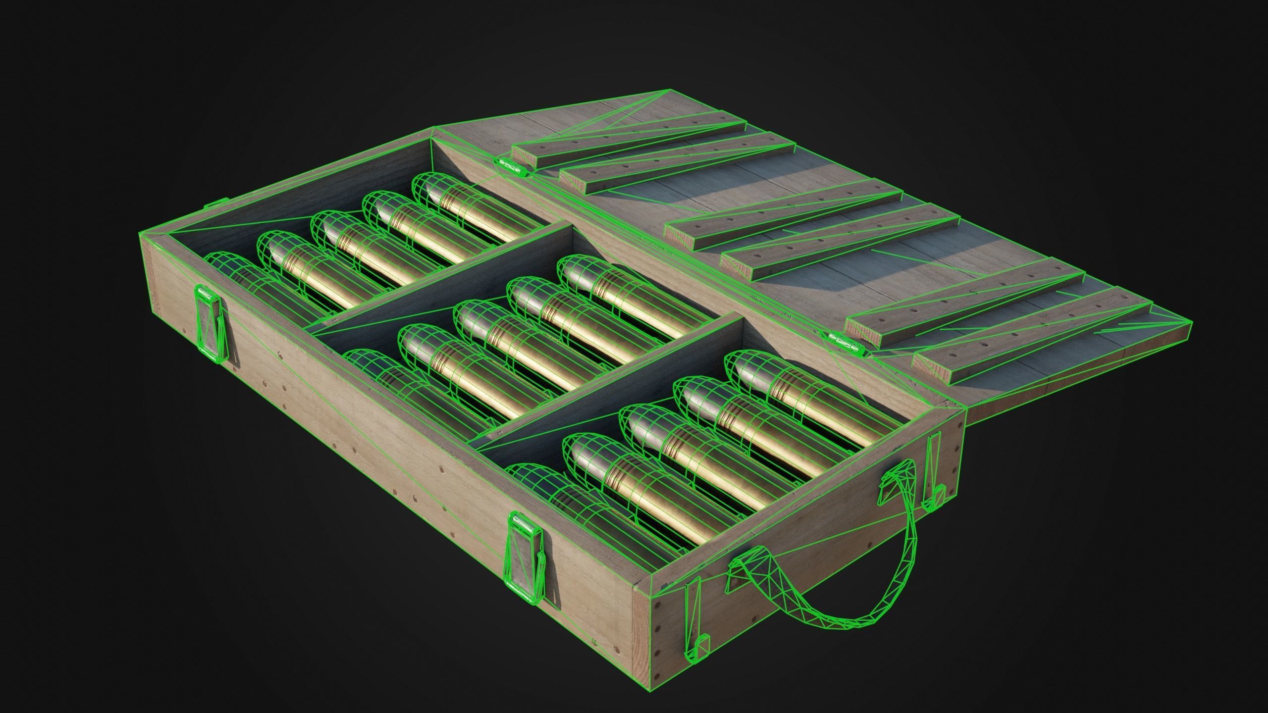 37mm WW1 Shell Box Low-poly 3D model_6