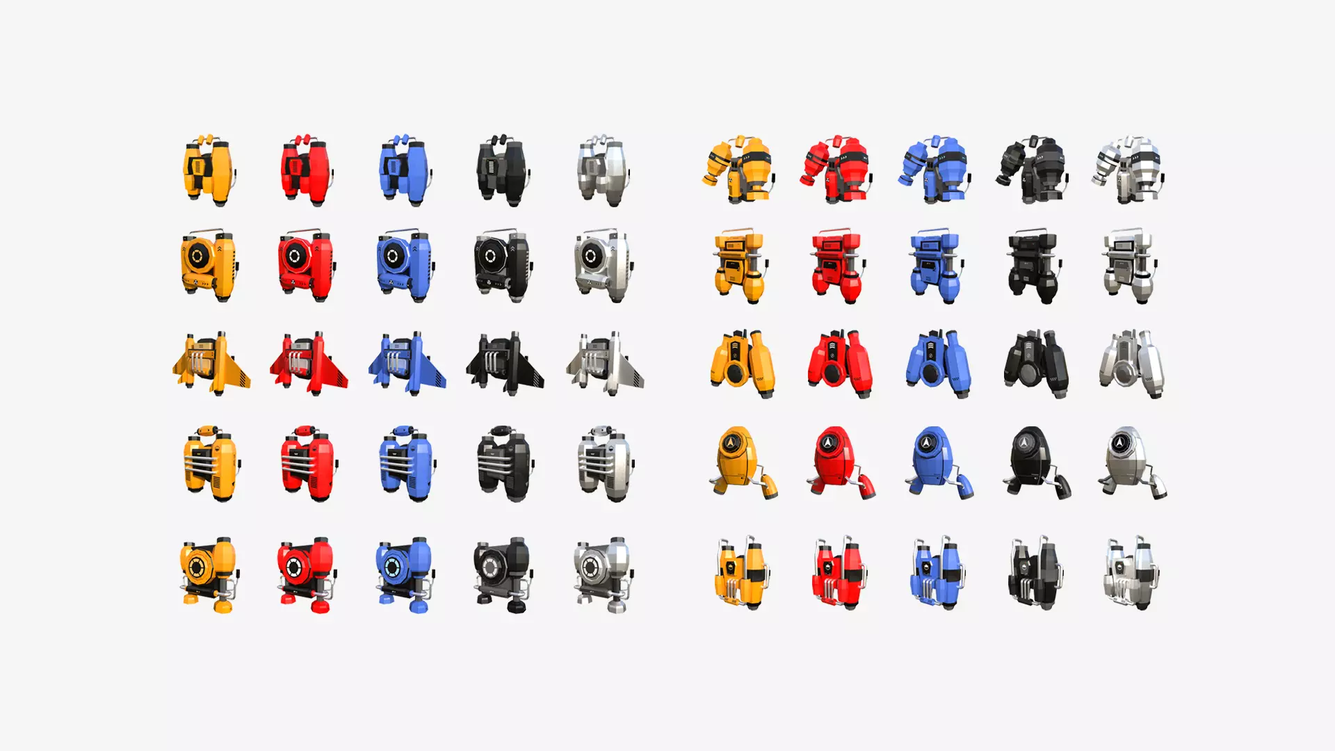 50 Jetpack Low Poly Collection - SciFi Character Design _0