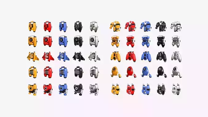 50 Jetpack Low Poly Collection - SciFi Character Design 