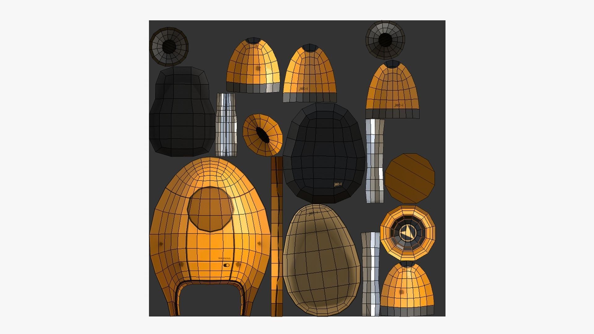 10 Jetpack Low Poly Collection Yellow - SciFi Character Design _70