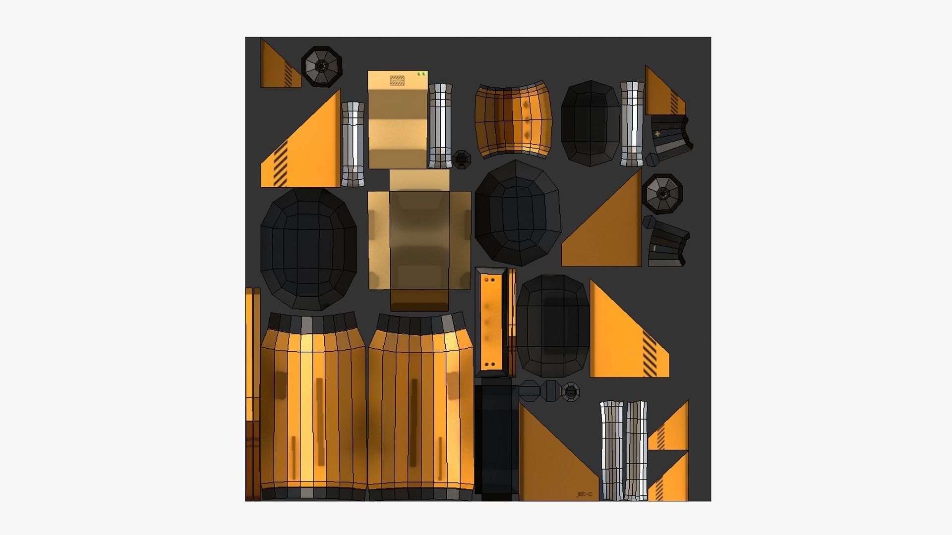 10 Jetpack Low Poly Collection Yellow - SciFi Character Design _33