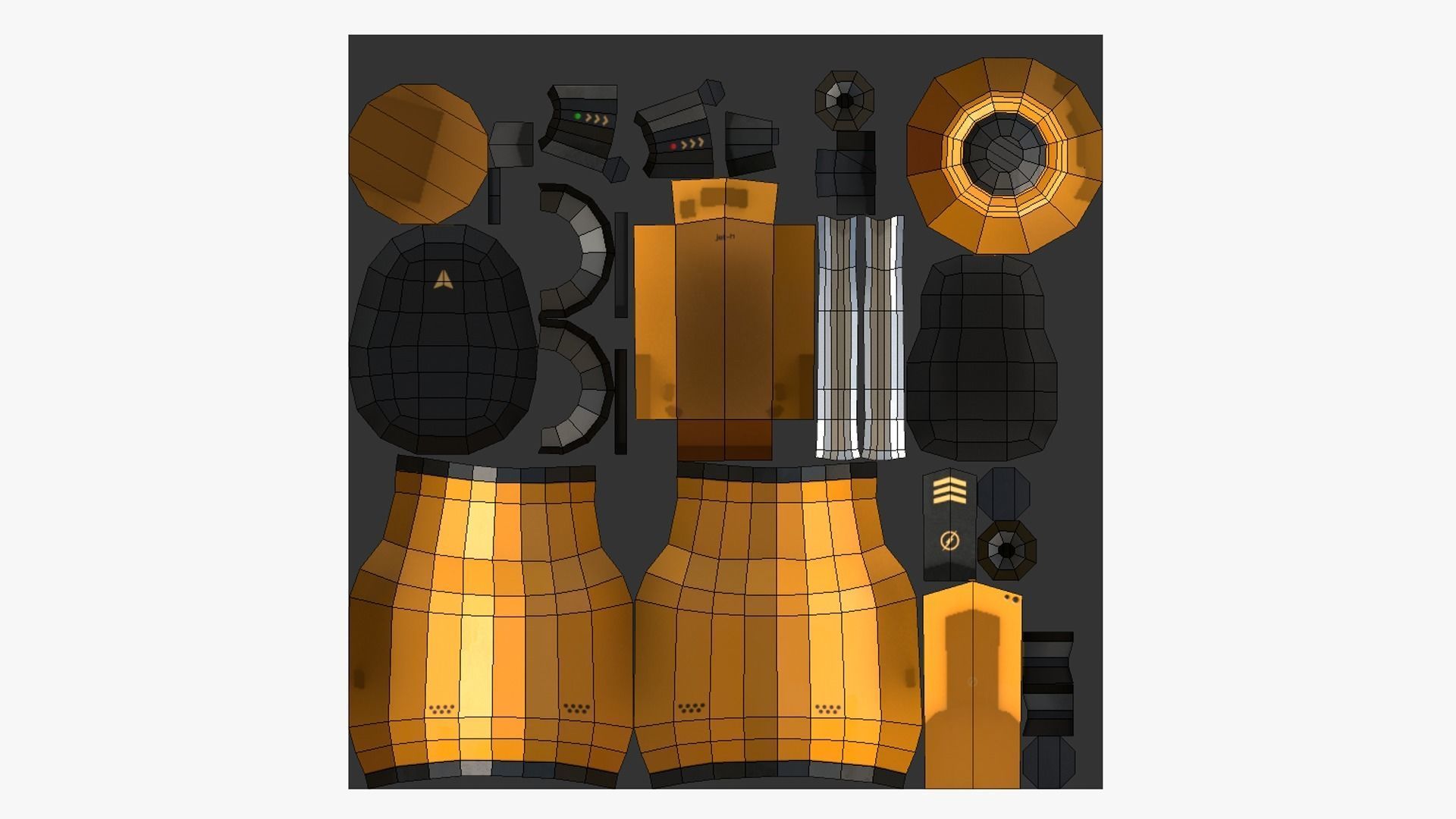 10 Jetpack Low Poly Collection Yellow - SciFi Character Design _71