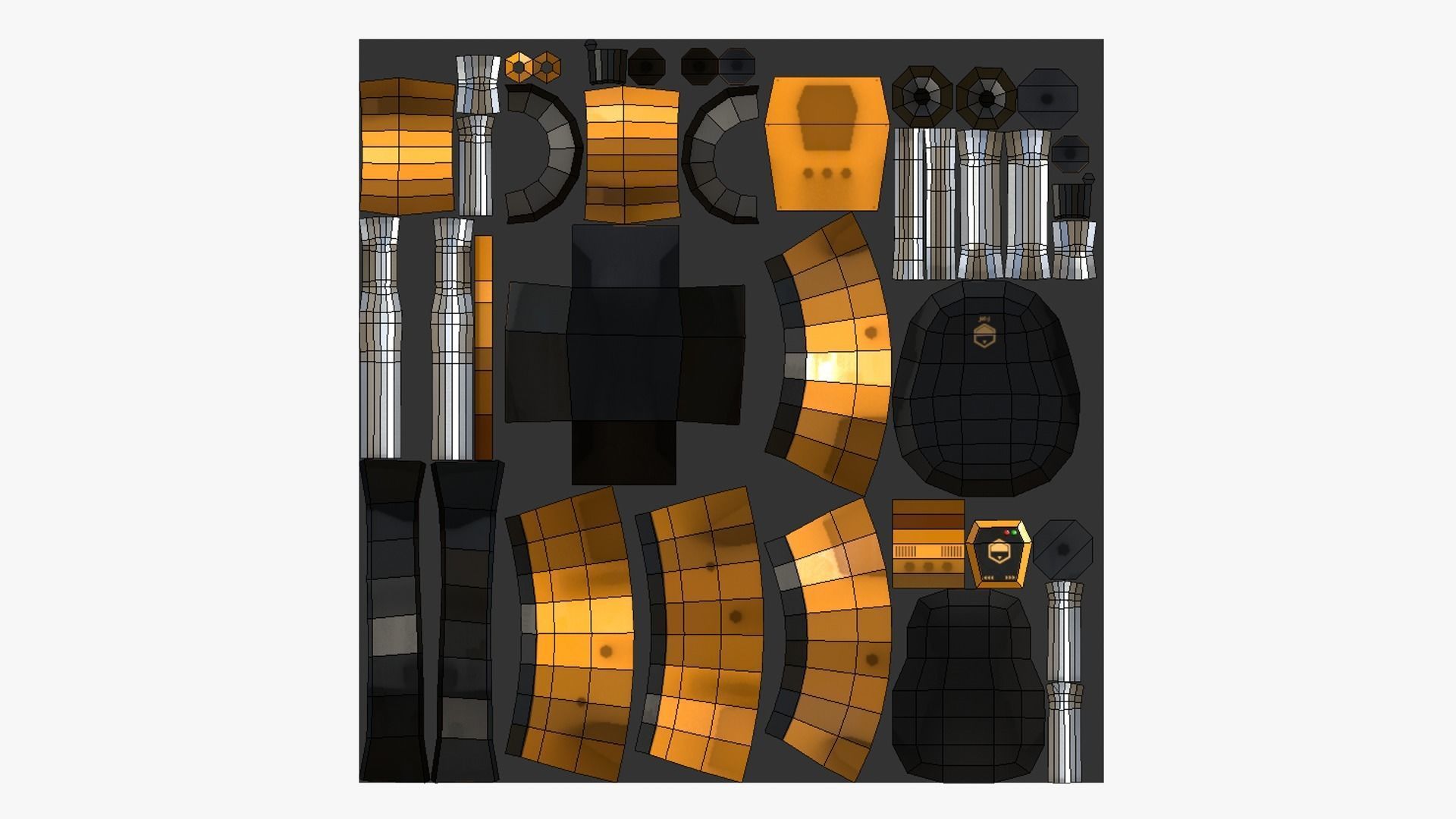 10 Jetpack Low Poly Collection Yellow - SciFi Character Design _79