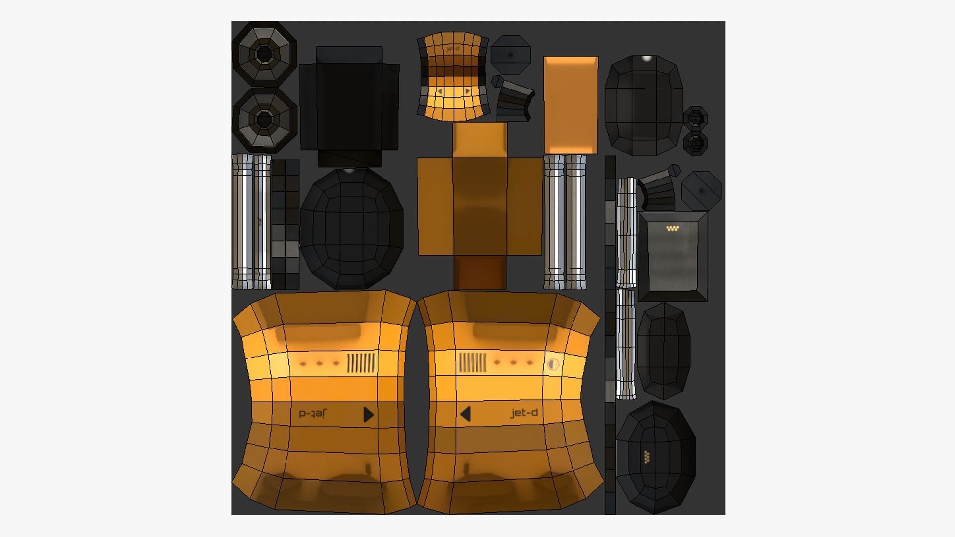 10 Jetpack Low Poly Collection Yellow - SciFi Character Design _39